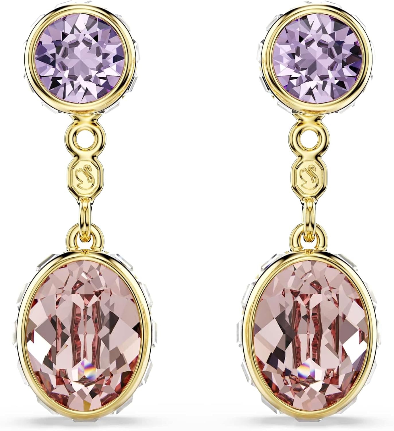 image:imageSwarovski Chroma drop earrings Mixed cuts Multicolored Goldtone plated