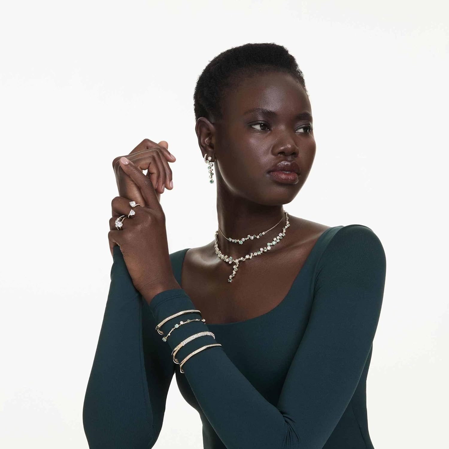 image:imageSwarovski Constella bracelet Mixed cuts Green Goldtone plated