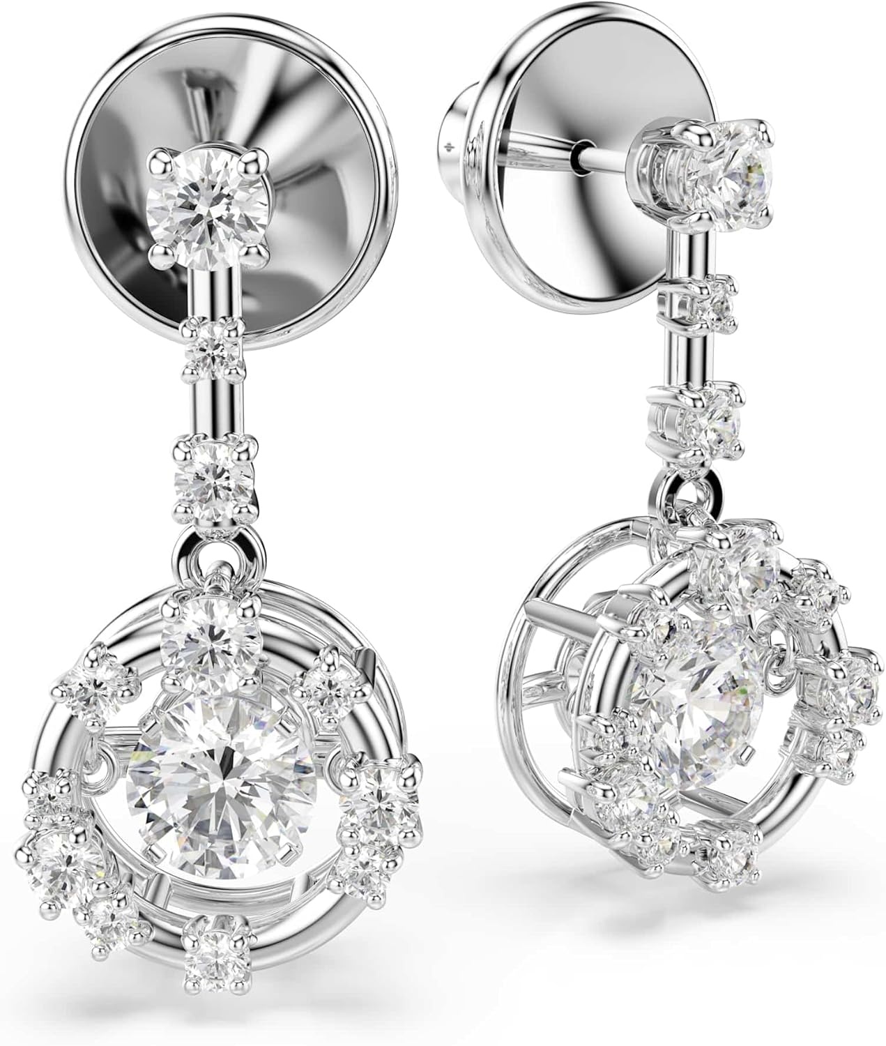 image:imageSwarovski Constella drop earrings Round cut Dancing stone White Rhodium plated