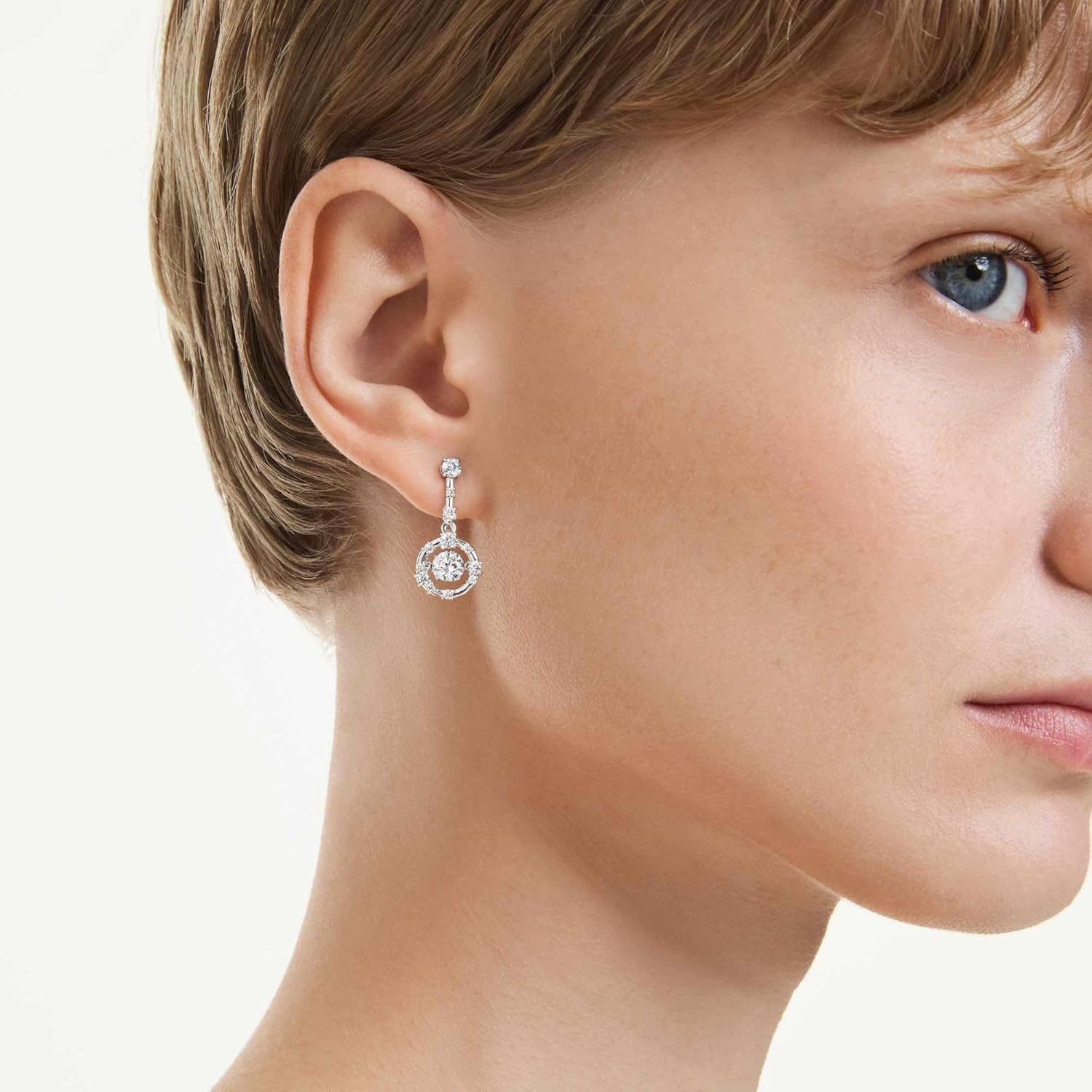 image:imageSwarovski Constella drop earrings Round cut Dancing stone White Rhodium plated