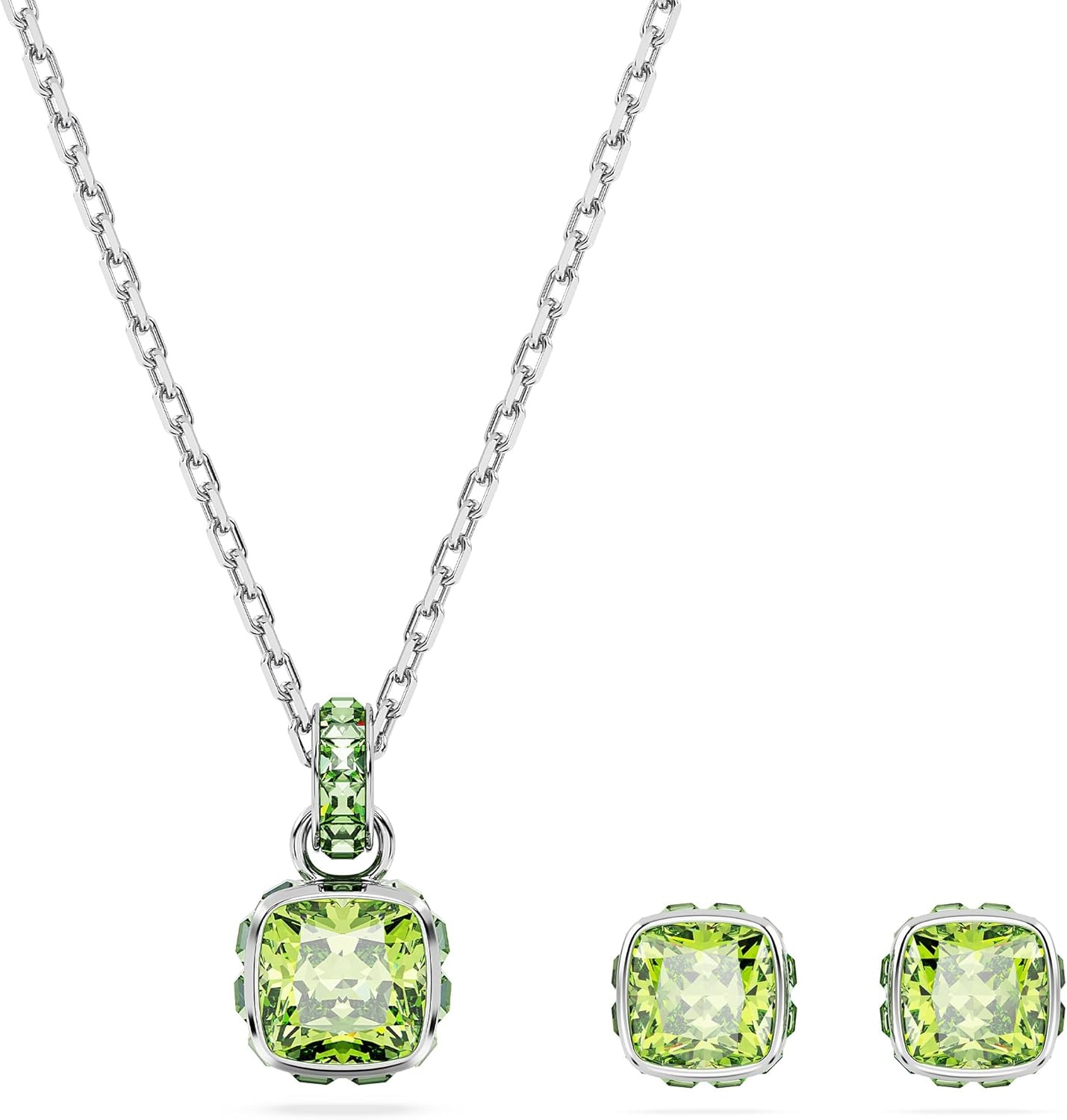 image:imageSwarovski Crystal Chroma Jewelry Collection Heart Shaped Crystal Latch Back Earring Closure Lobster Claw Clasp BraceletAugust Green