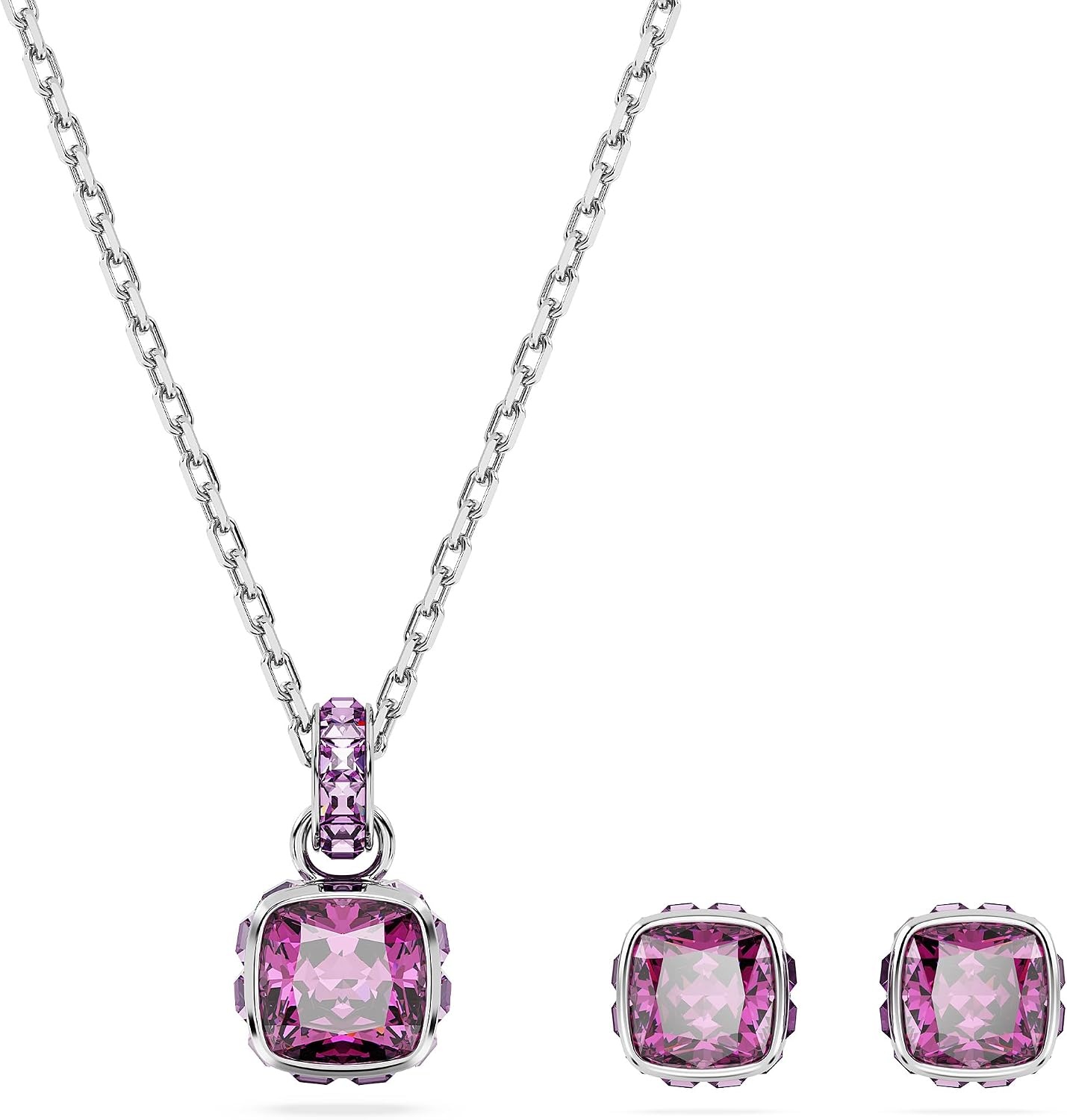 image:imageSwarovski Crystal Chroma Jewelry Collection Heart Shaped Crystal Latch Back Earring Closure Lobster Claw Clasp BraceletFebruary Pink