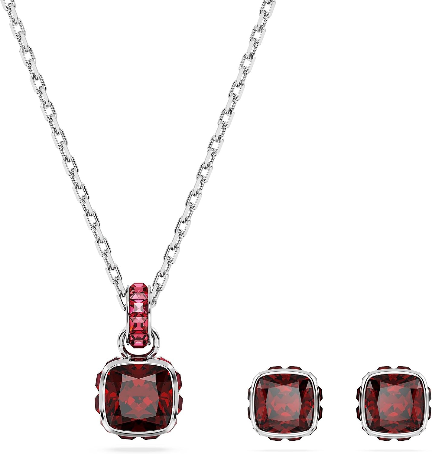 image:imageSwarovski Crystal Chroma Jewelry Collection Heart Shaped Crystal Latch Back Earring Closure Lobster Claw Clasp BraceletJanuary Red