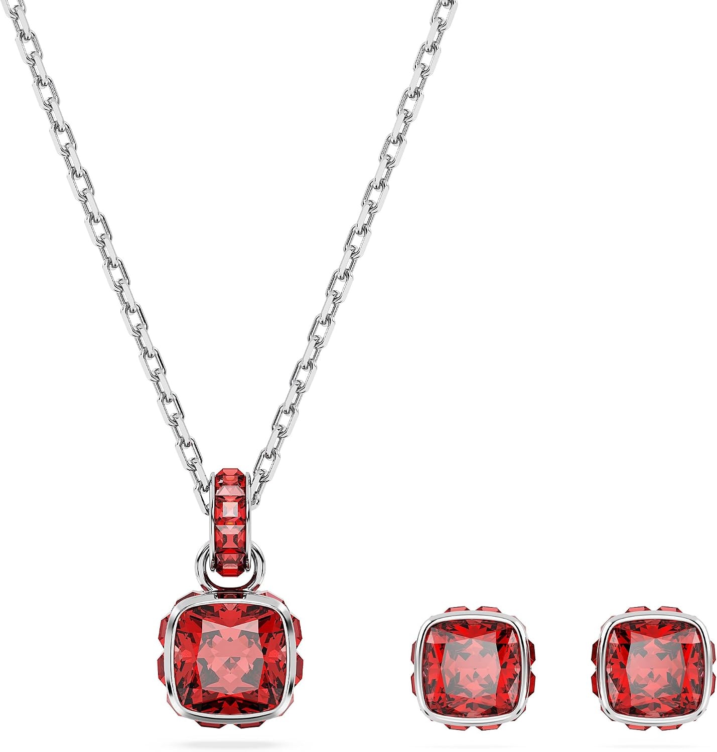 image:imageSwarovski Crystal Chroma Jewelry Collection Heart Shaped Crystal Latch Back Earring Closure Lobster Claw Clasp BraceletJuly Red