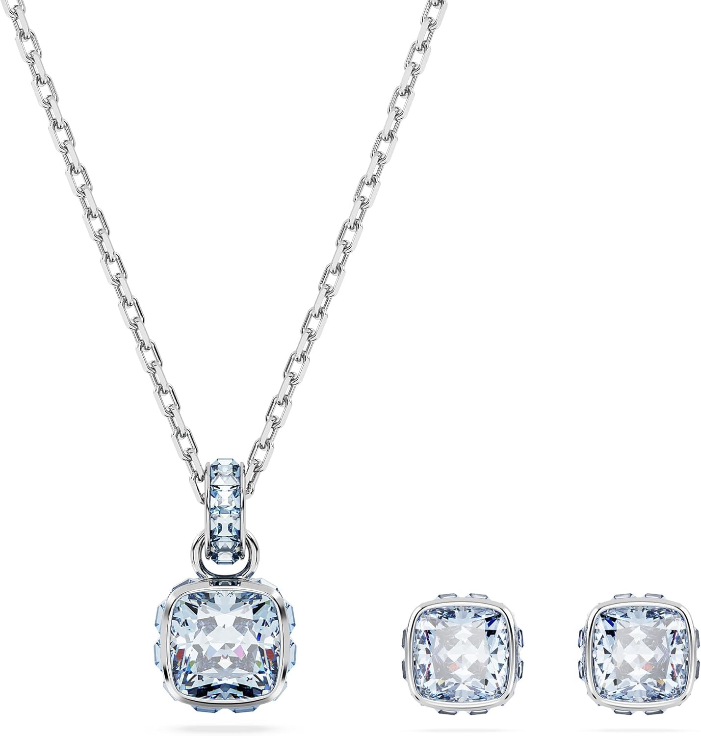 image:imageSwarovski Crystal Chroma Jewelry Collection Heart Shaped Crystal Latch Back Earring Closure Lobster Claw Clasp BraceletMarch Blue