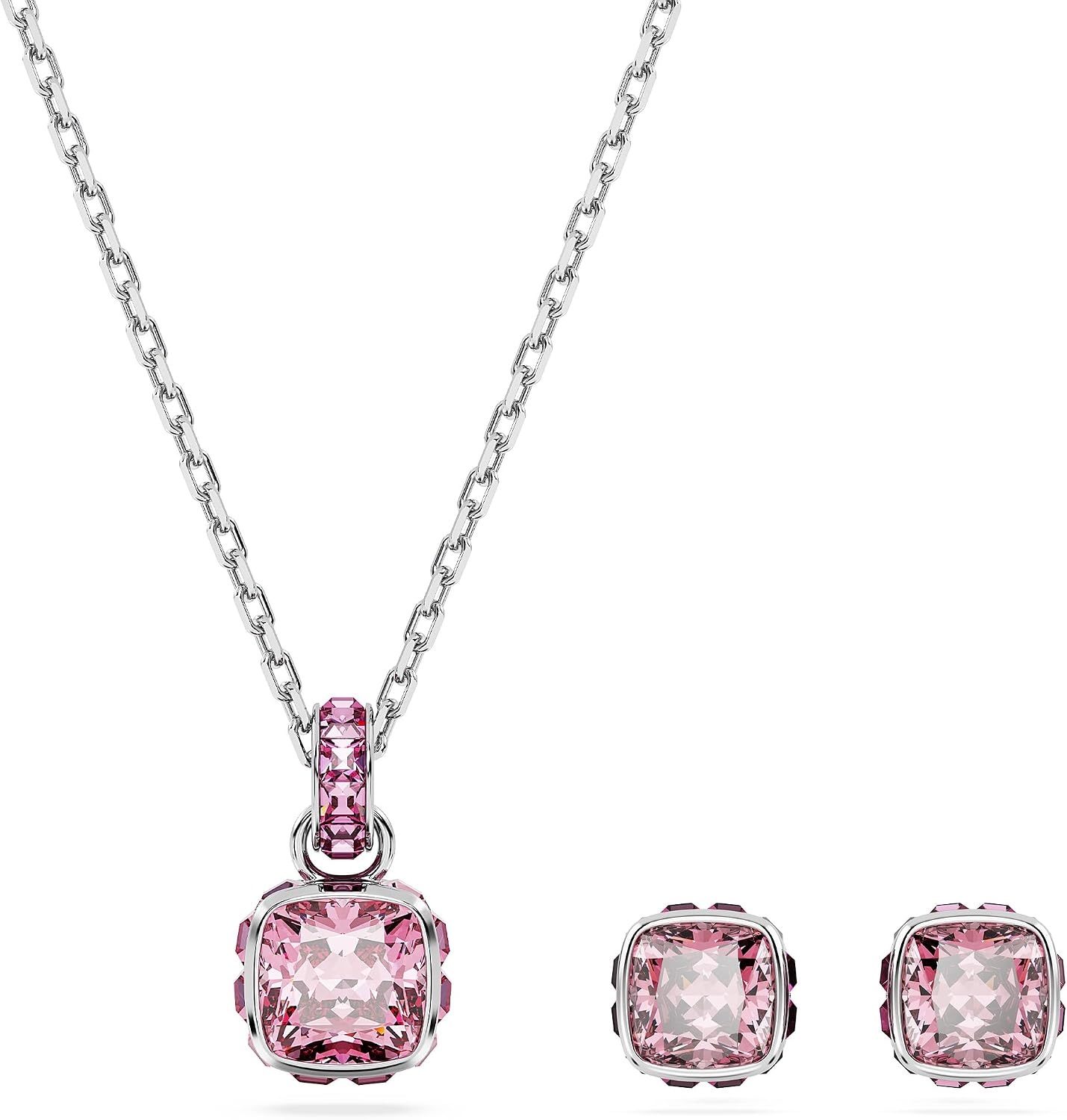 image:imageSwarovski Crystal Chroma Jewelry Collection Heart Shaped Crystal Latch Back Earring Closure Lobster Claw Clasp BraceletOctober Pink