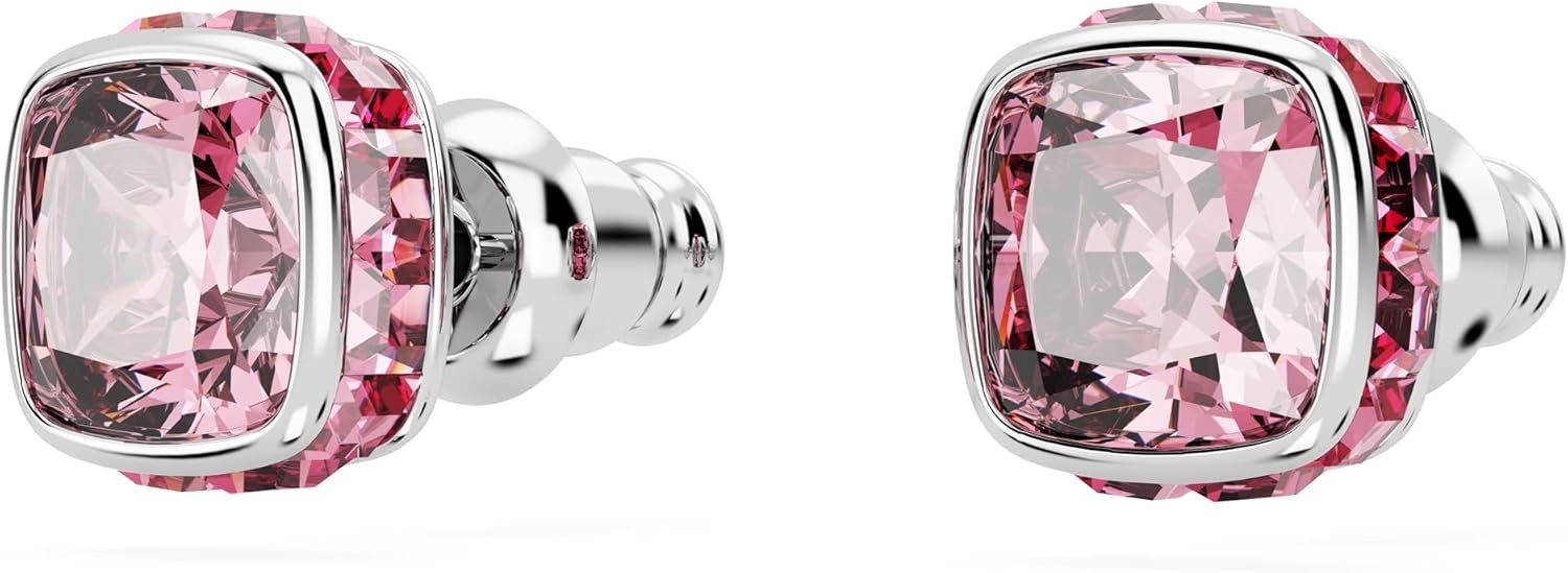 image:imageSwarovski Crystal Chroma Jewelry Collection Heart Shaped Crystal Latch Back Earring Closure Lobster Claw Clasp BraceletOctober Pink
