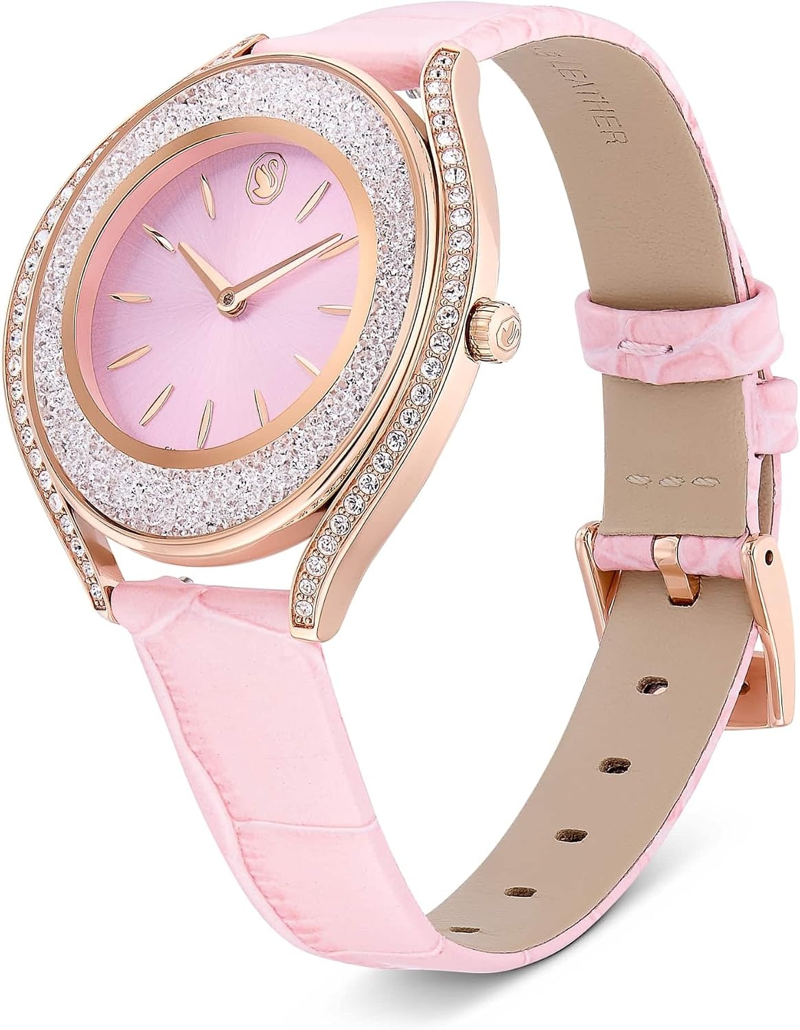 image:imageSwarovski Crystalline Aura Watch Swiss Made Leather Strap Pink Rose GoldTone Finish