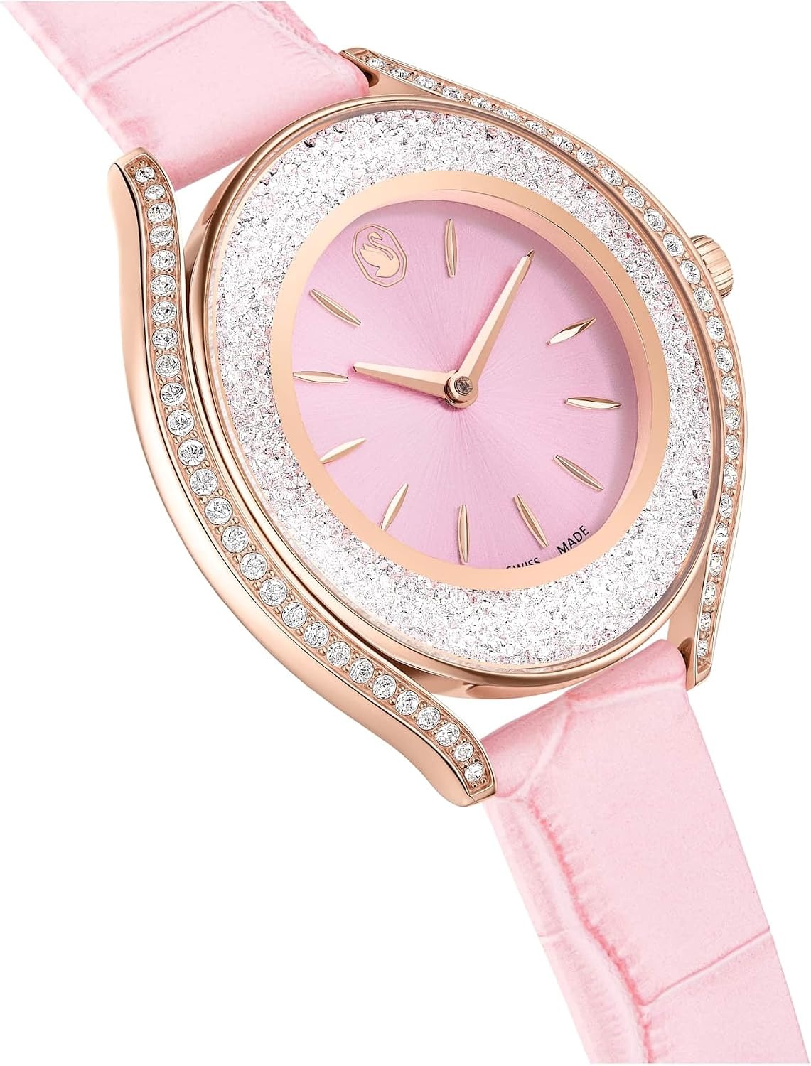 image:imageSwarovski Crystalline Aura Watch Swiss Made Leather Strap Pink Rose GoldTone Finish