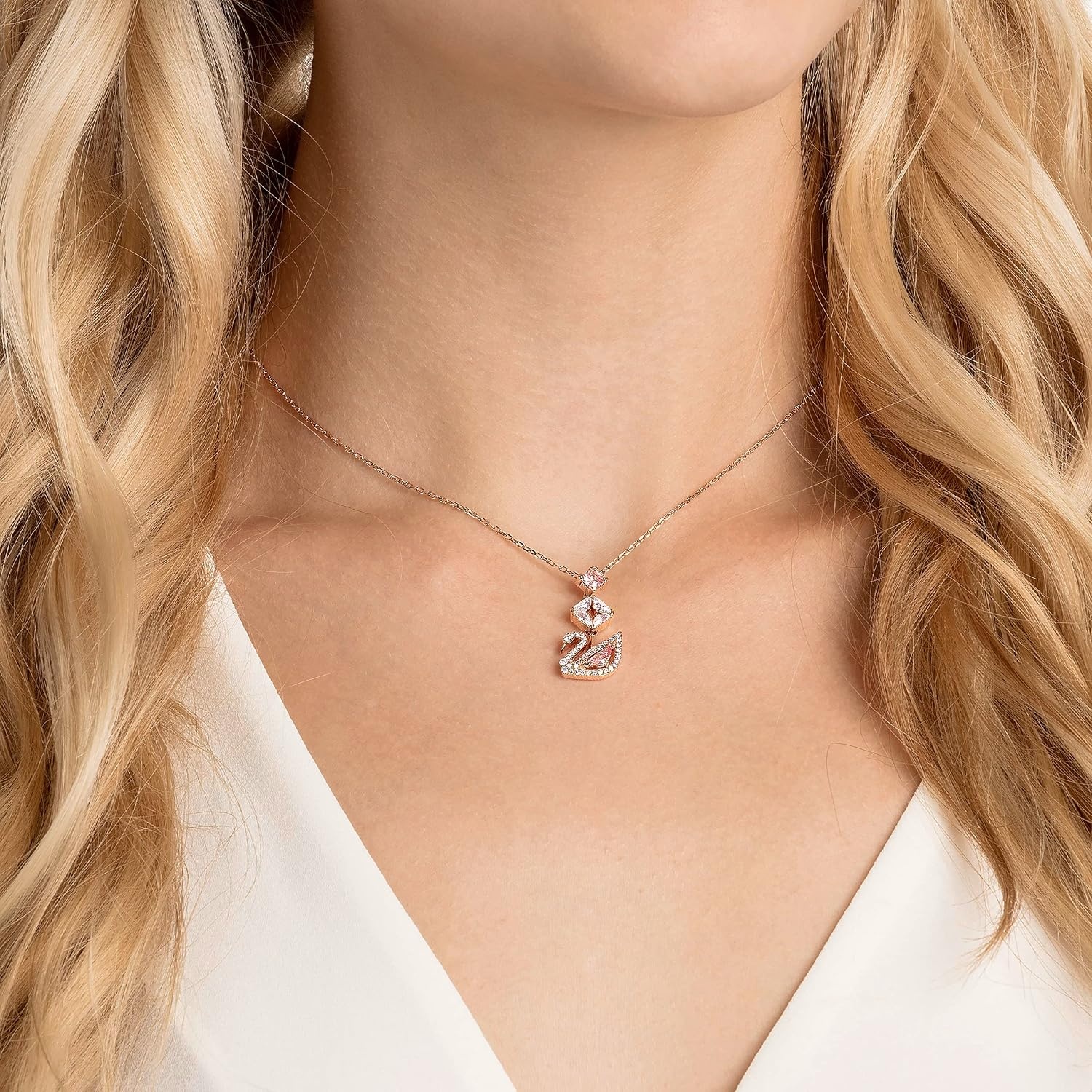 image:imageSwarovski Dazzling Swan Jewelry Collection Blue Crystals Pink Crystals Clear CrystalsSwan Pendant Necklace PinkClear Crystals