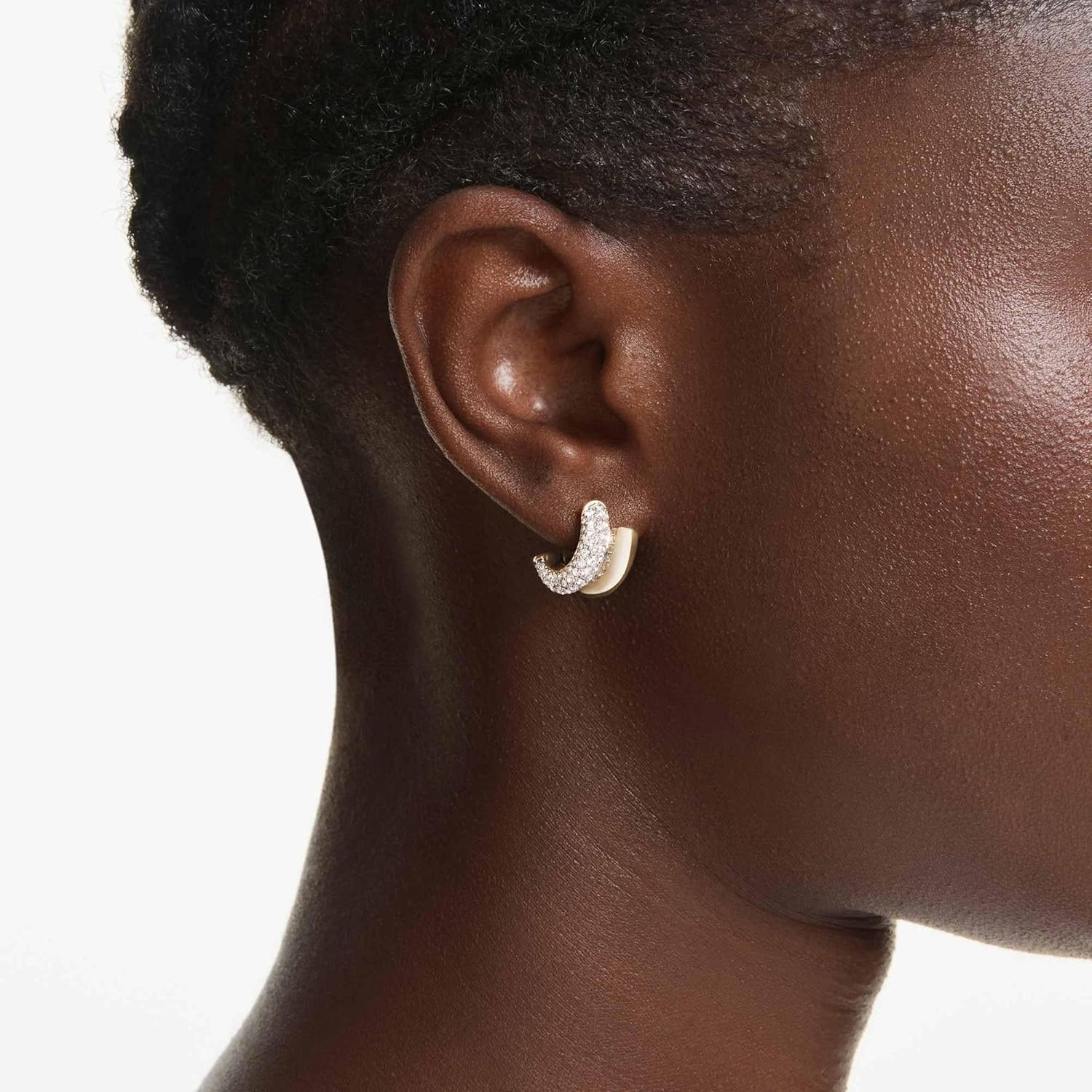 image:imageSwarovski Dextera hoop earrings Round cut Mini White Goldtone plated