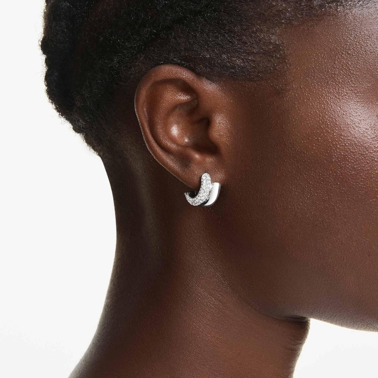 image:imageSwarovski Dextera hoop earrings Round cut Mini White Rhodium plated