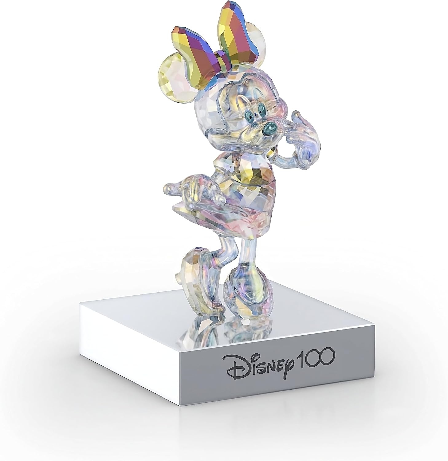 image:imageSwarovski Disney100 Minnie Mouse Figurine Multiple Facets in Aurora Borealis Color Effect Part of The Disney100 CollectionMinnie Mouse