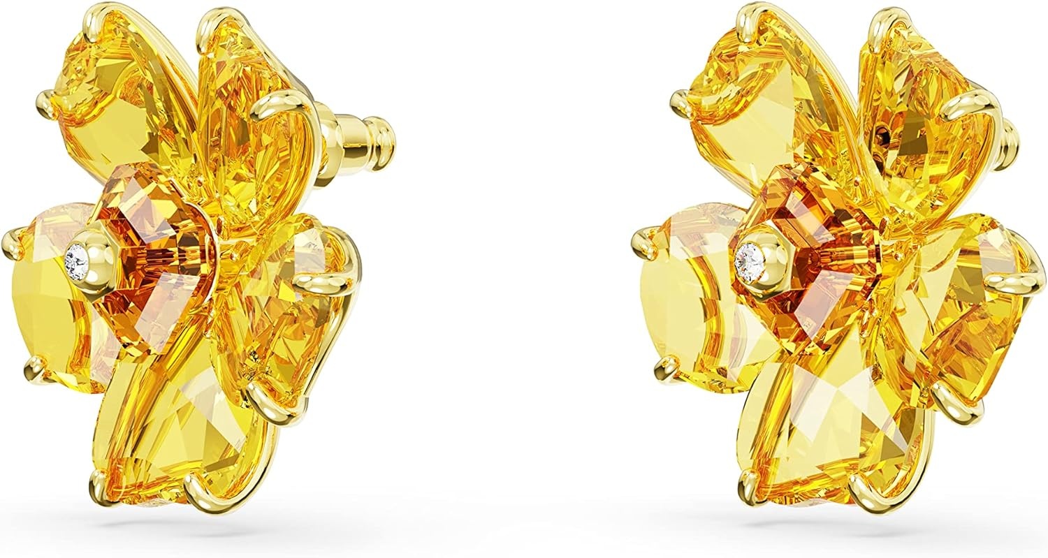 image:imageSwarovski Florere Necklace and Earrings Collection Pink Crystals Yellow Crystals Gold Tone Metal FinishYellow Flower Earrings