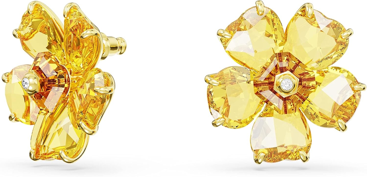 image:imageSwarovski Florere Necklace and Earrings Collection Pink Crystals Yellow Crystals Gold Tone Metal FinishYellow Flower Earrings