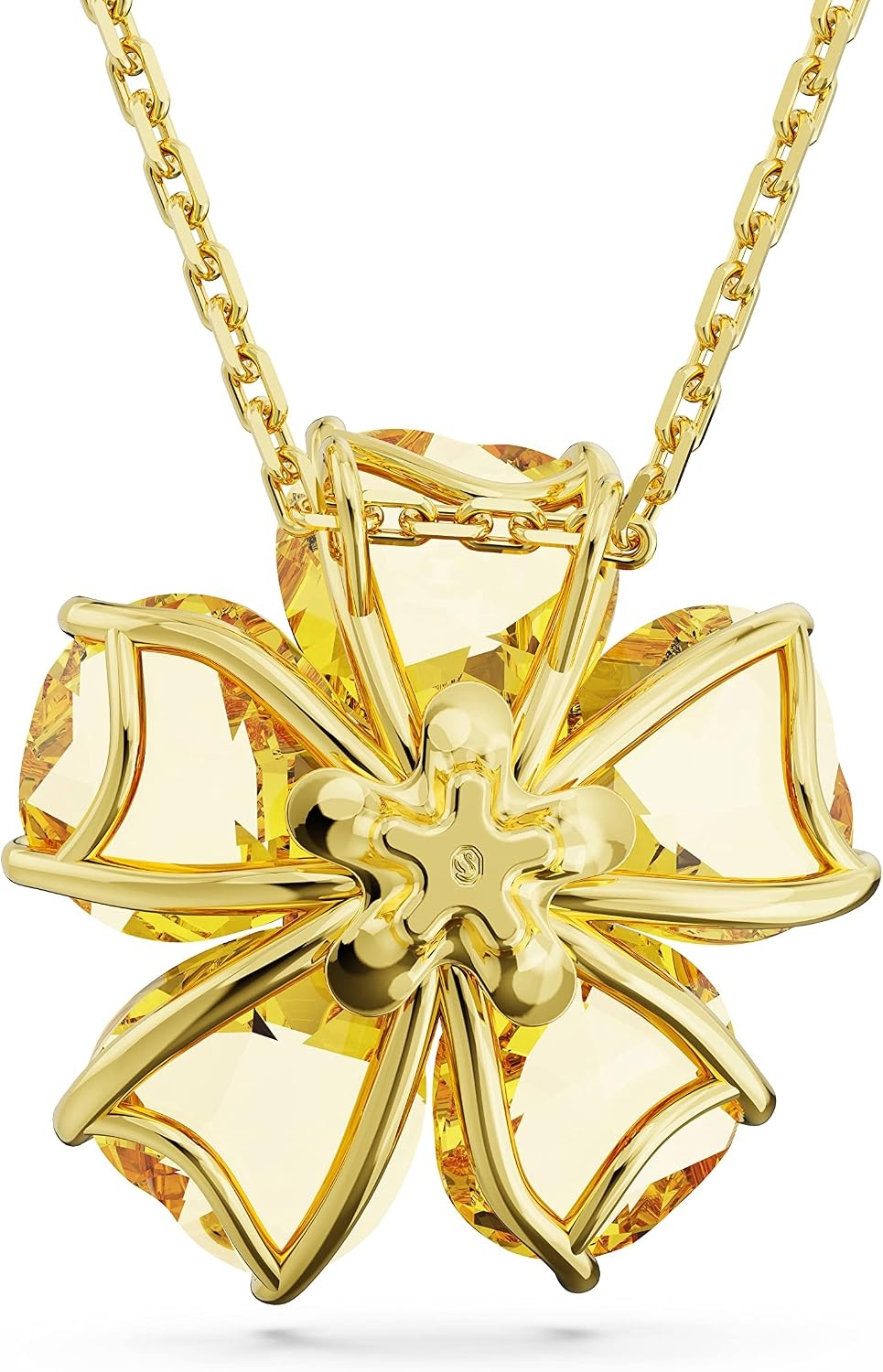 image:imageSwarovski Florere Necklace and Earrings Collection Pink Crystals Yellow Crystals Gold Tone Metal FinishYellow Flower Pendant Necklace
