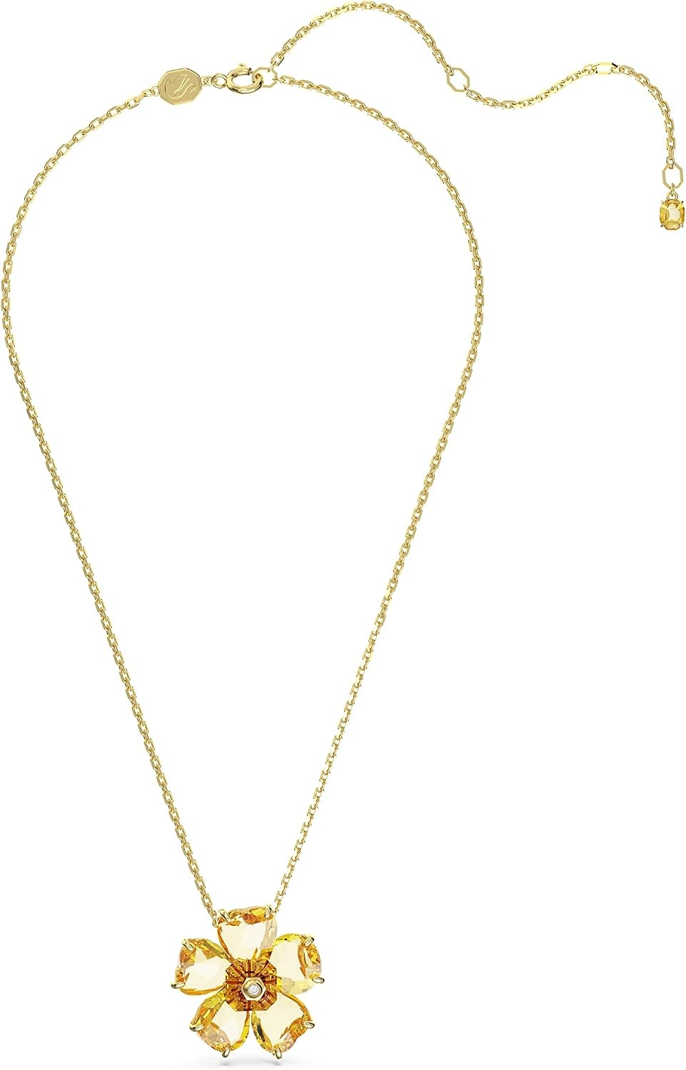 image:imageSwarovski Florere Necklace and Earrings Collection Pink Crystals Yellow Crystals Gold Tone Metal FinishYellow Flower Pendant Necklace