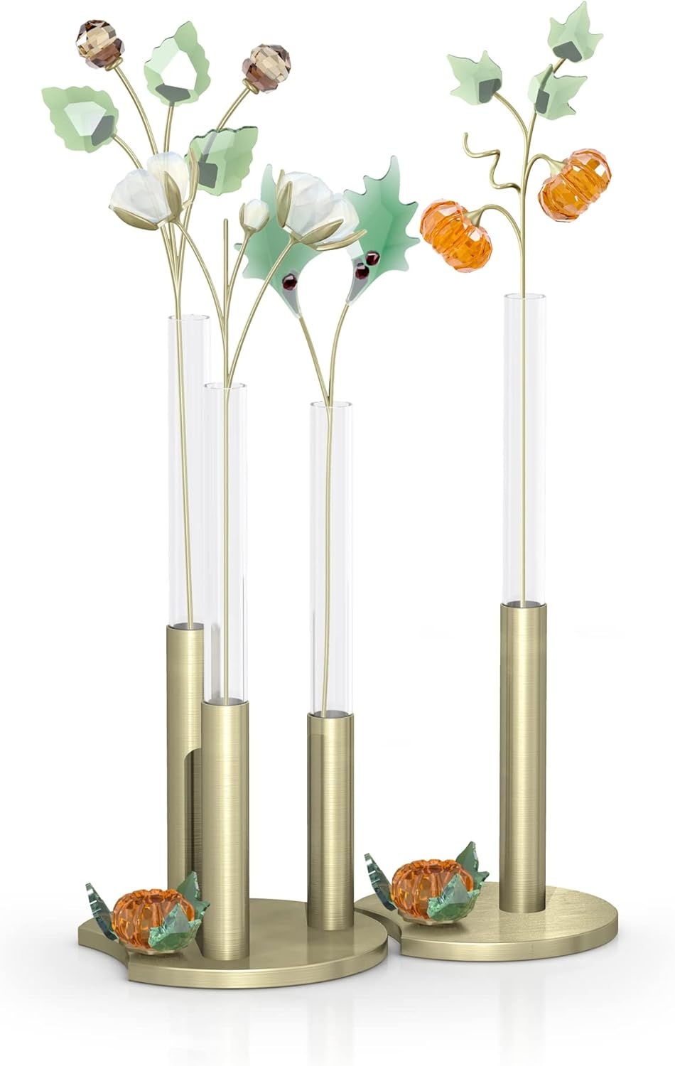 image:imageSwarovski Garden Tales Decorative Vase Glass Vase with Gold Tone Finish Base Small Vase for Single Flowers Part of The Swarovski Garden Tales CollectionGreen