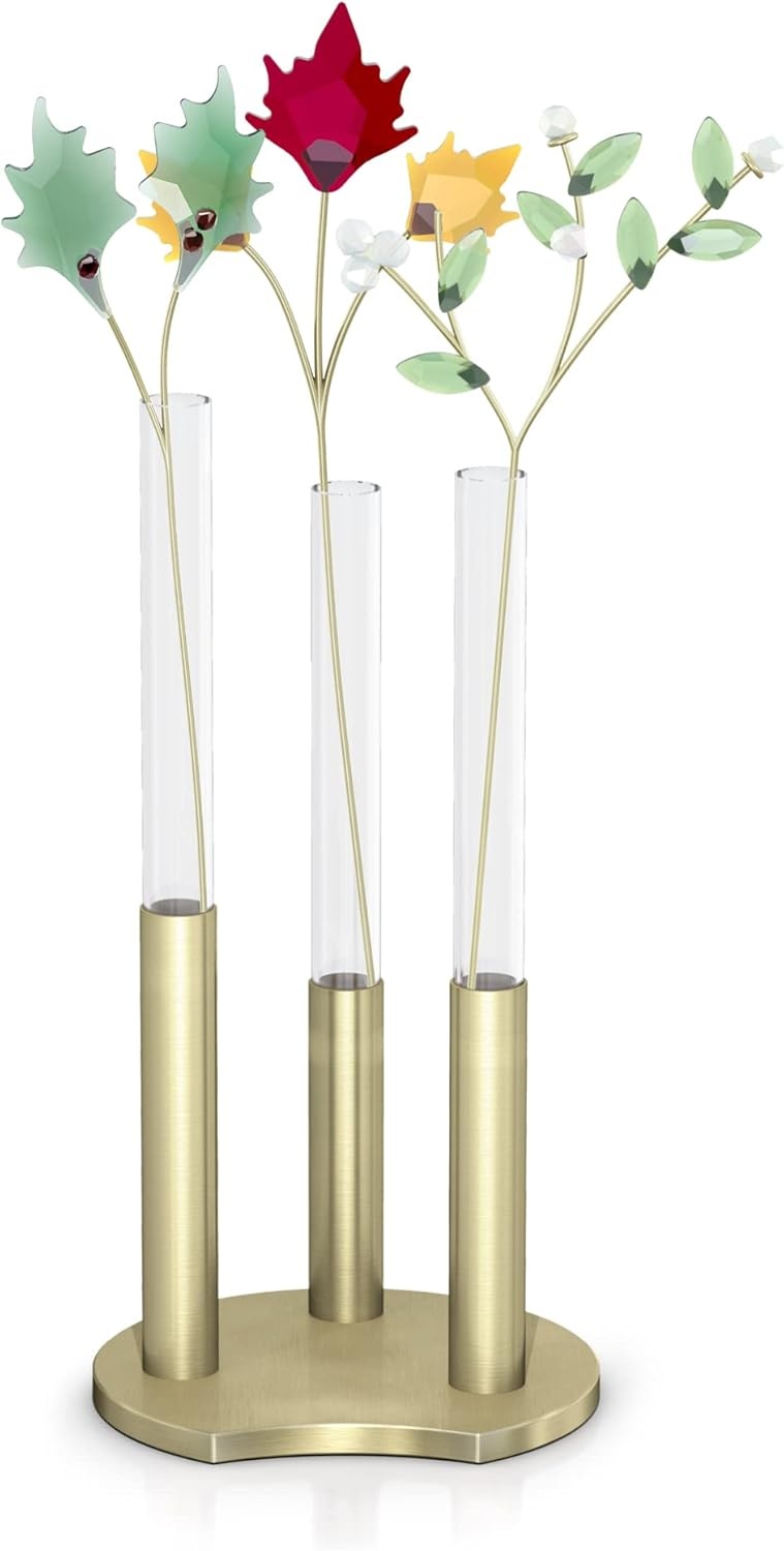 image:imageSwarovski Garden Tales Decorative Vase Glass Vase with Gold Tone Finish Base Small Vase for Single Flowers Part of The Swarovski Garden Tales CollectionGreen