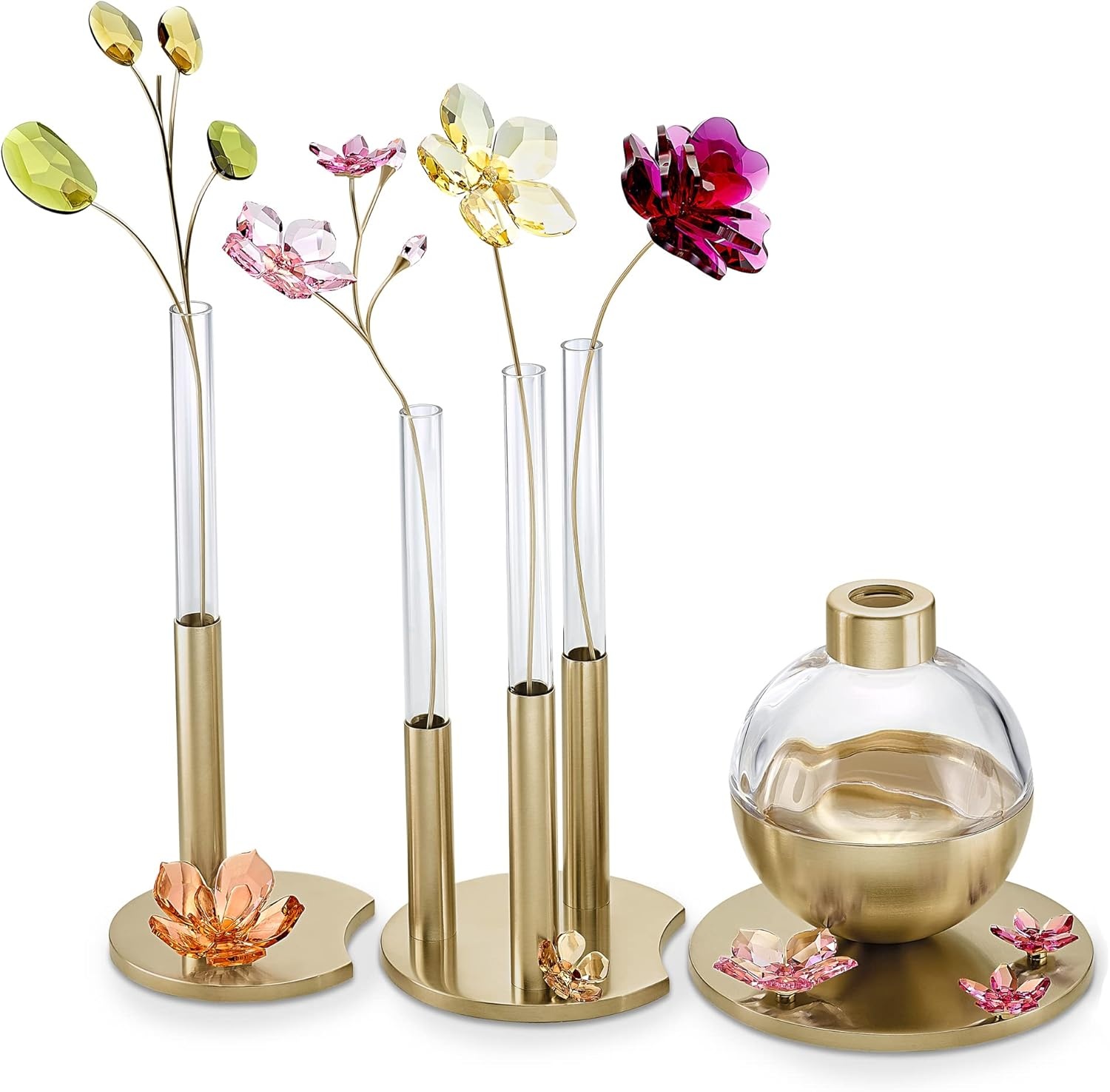 image:imageSwarovski Garden Tales Decorative Vase Glass Vase with Gold Tone Finish Base Small Vase for Single Flowers Part of The Swarovski Garden Tales CollectionDecorative Vase Small