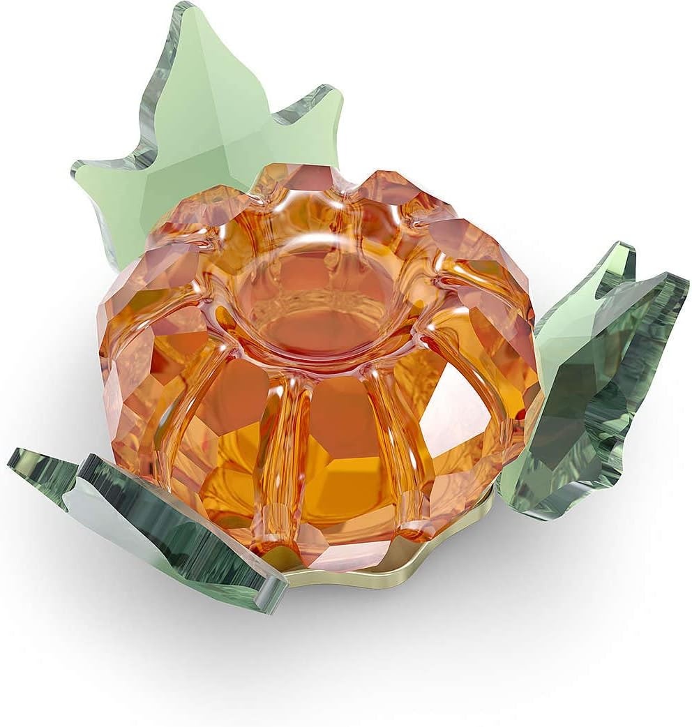 image:imageSwarovski Garden Tales Decorative Vase Glass Vase with Gold Tone Finish Base Small Vase for Single Flowers Part of The Swarovski Garden Tales CollectionPumpkin