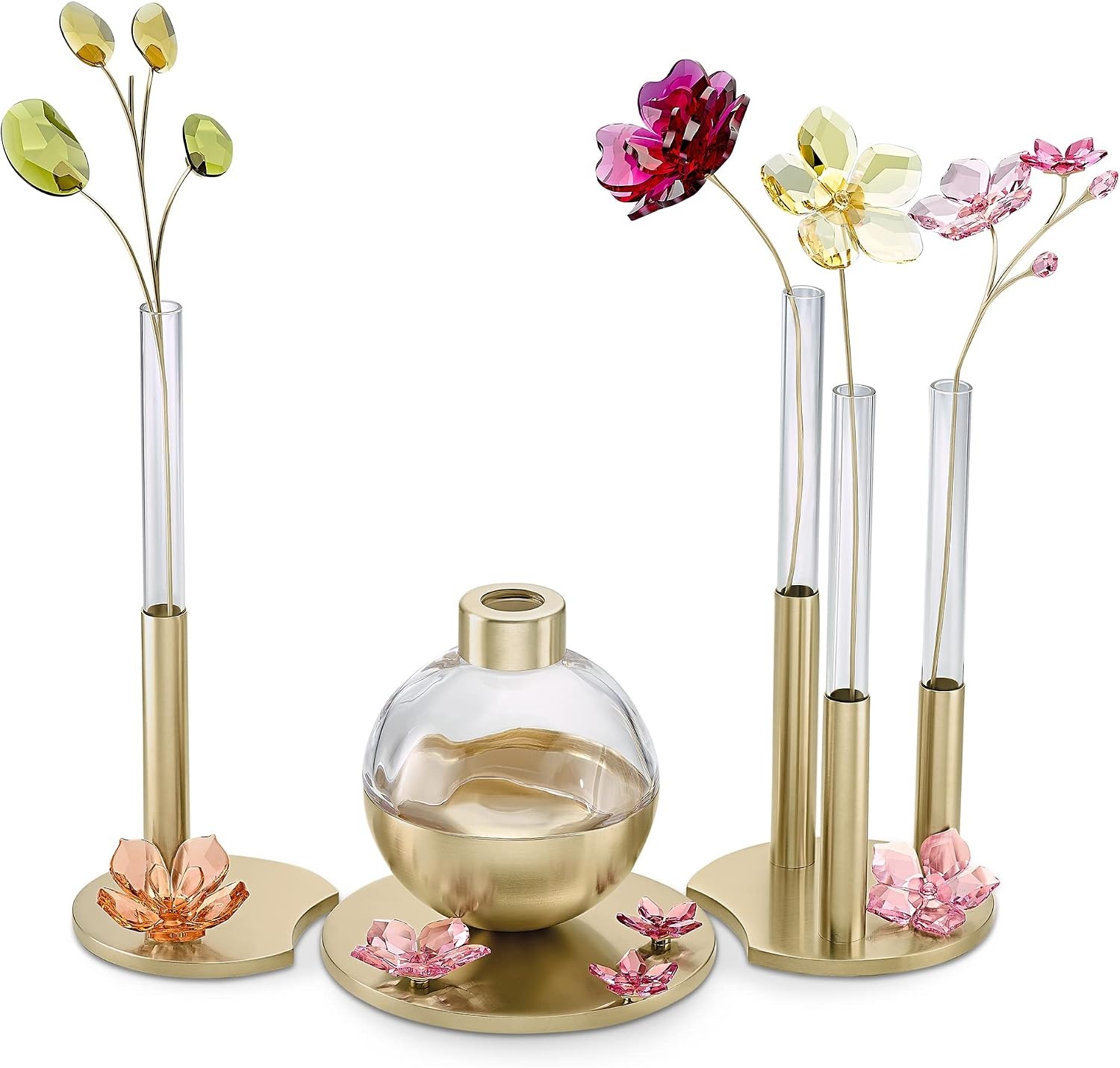 image:imageSwarovski Garden Tales Decorative Vase Glass Vase with Gold Tone Finish Base Small Vase for Single Flowers Part of The Swarovski Garden Tales CollectionHellebore