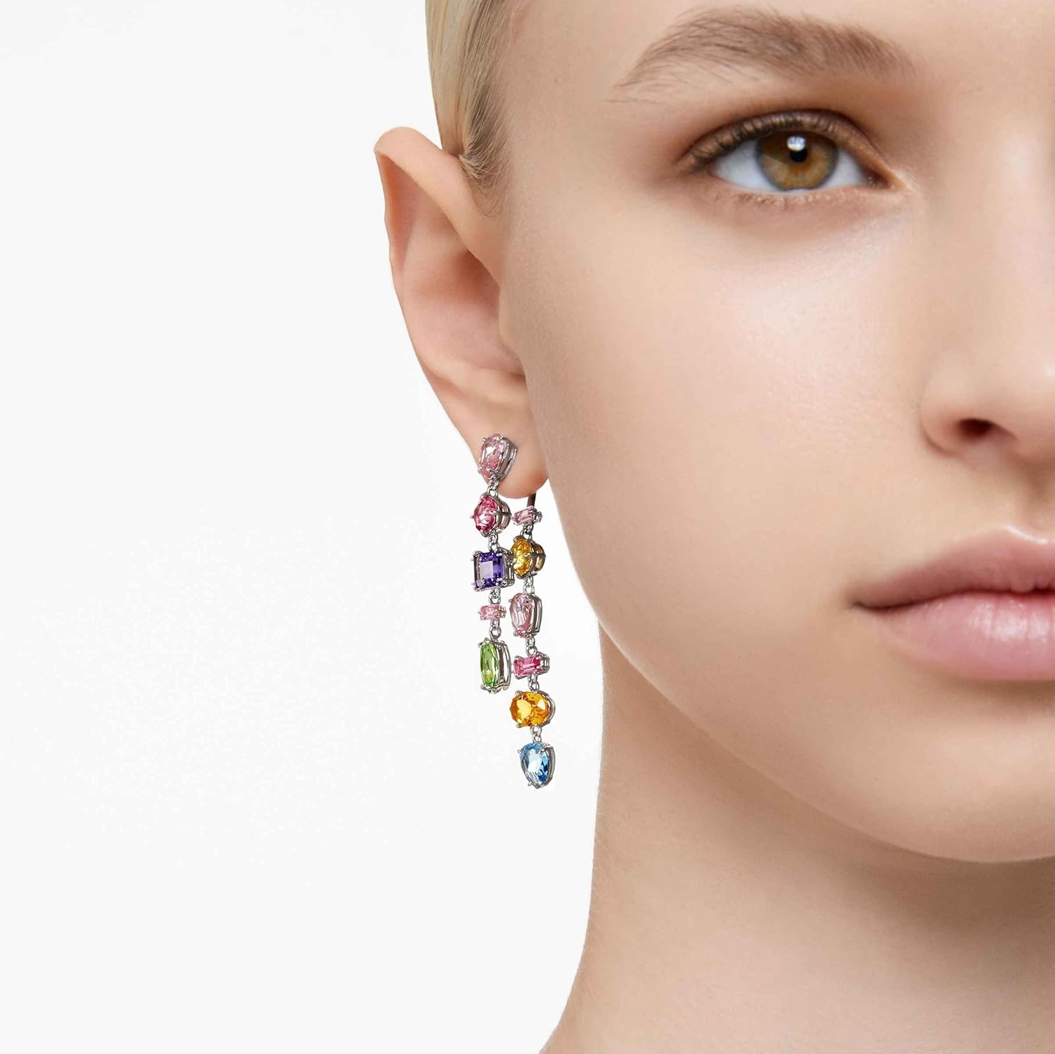 image:imageSwarovski Gema Crystal Drop Earrings CollectionRed and Yellow