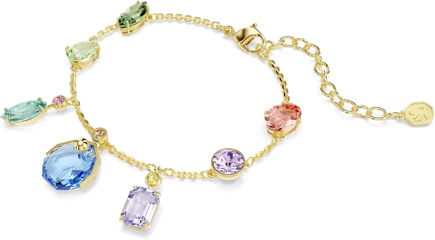 image:imageSwarovski Gema bracelet Mixed cuts Dangling crystals Multicolored GoldtSwarovski One plated
