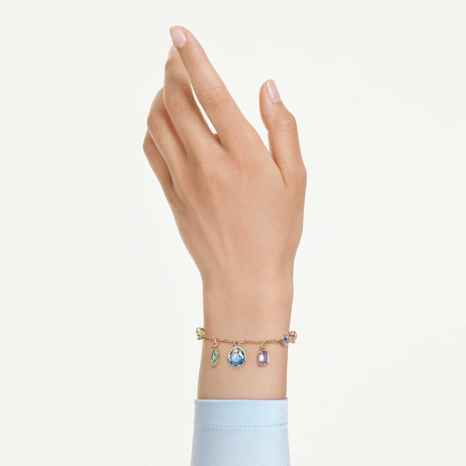 image:imageSwarovski Gema bracelet Mixed cuts Dangling crystals Multicolored GoldtSwarovski One plated