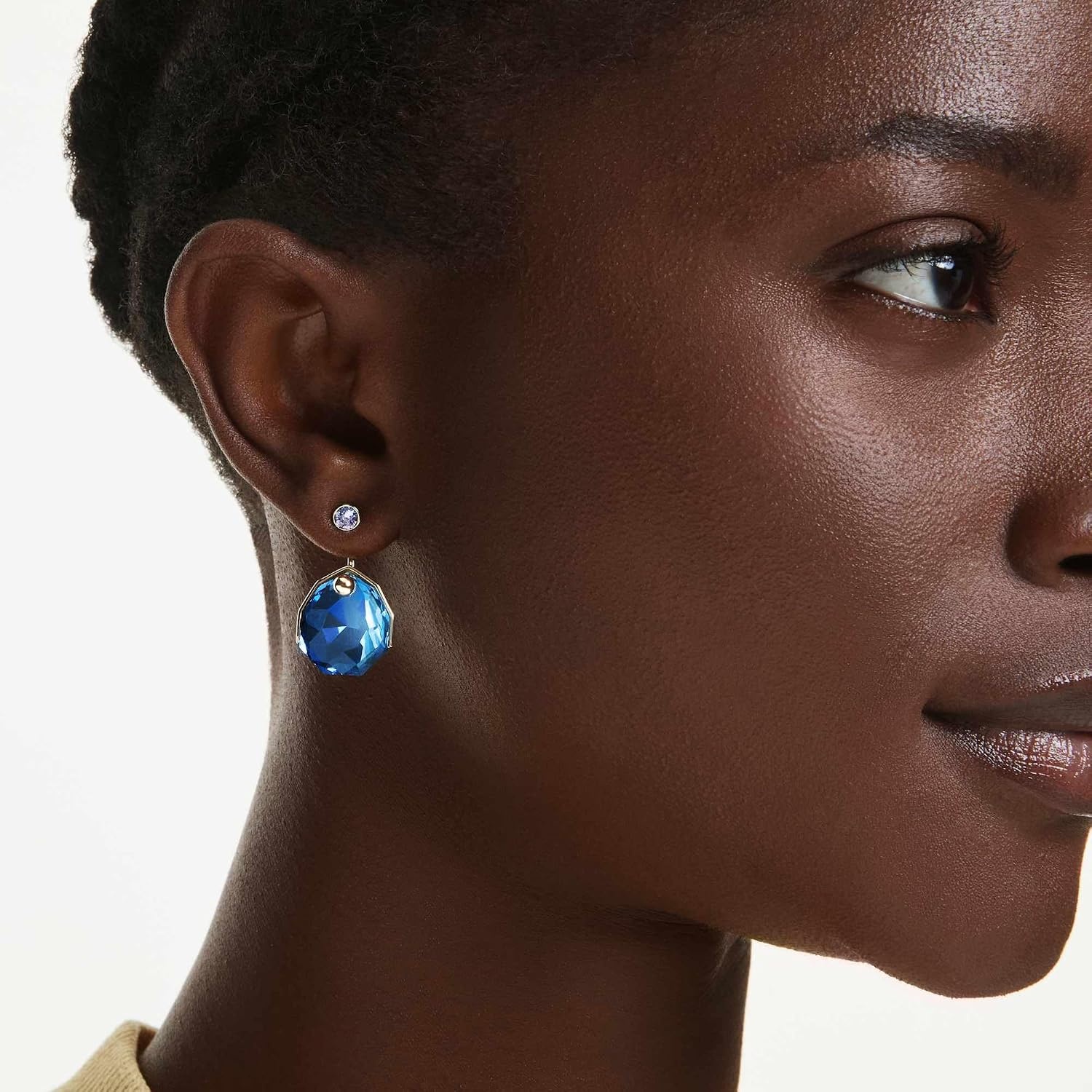 image:imageSwarovski Gema earring jackets Blue Goldtone plated