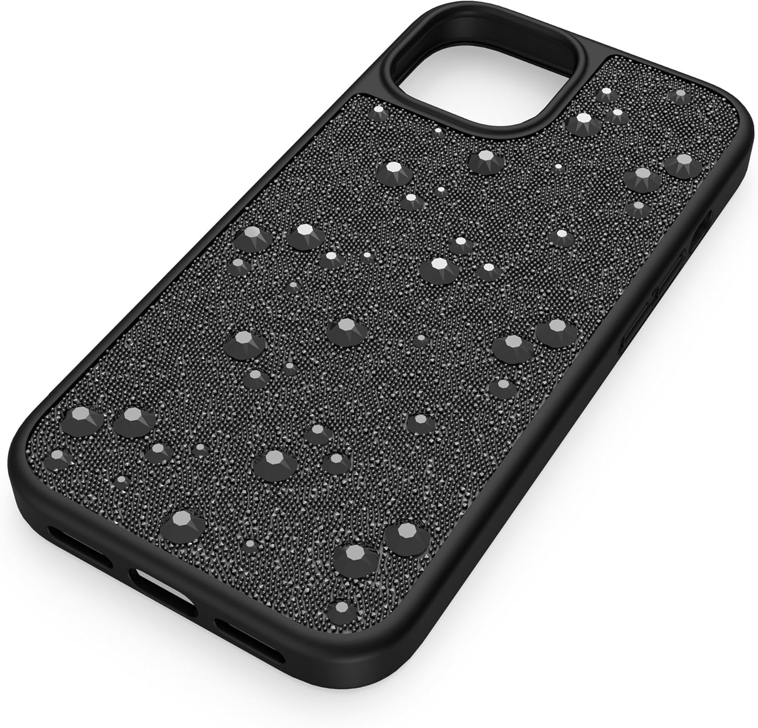 image:imageSwarovski High Smartphone Case for Apple iPhone 15 Pro Black Swarovski Crystal Fabric with Black Flatback Crystals Part of the Swarovski High CollectionBlack
