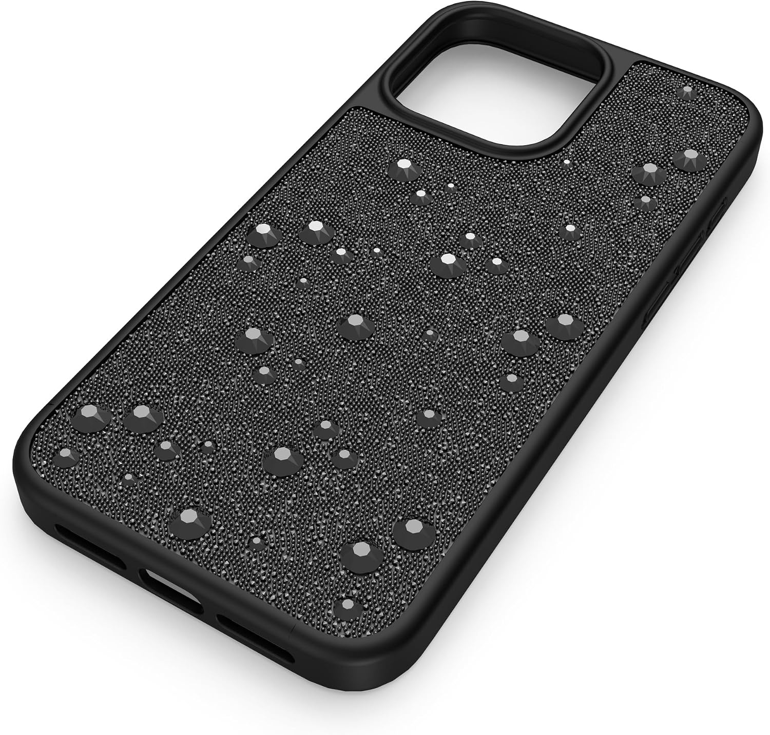 image:imageSwarovski High Smartphone Case for Apple iPhone 15 Pro Black Swarovski Crystal Fabric with Black Flatback Crystals Part of the Swarovski High CollectionBlack
