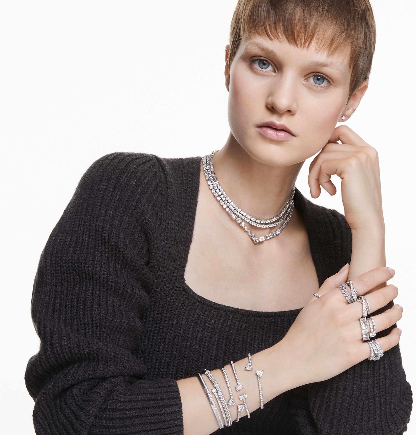image:imageSwarovski Hypberola Ring Mixed Cuts Clear Rhodium FinishUS 8EU 58