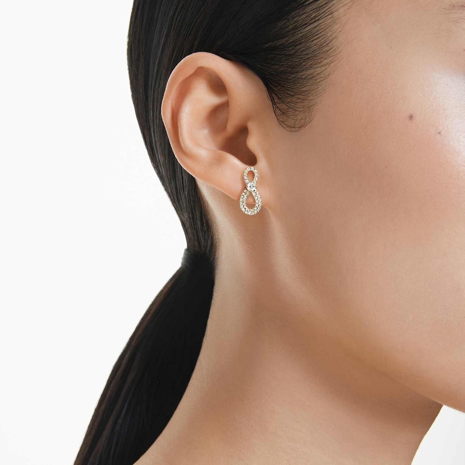 image:imageSwarovski Hyperbola stud earrings Round cut Pav Infinity White Goldtone plated