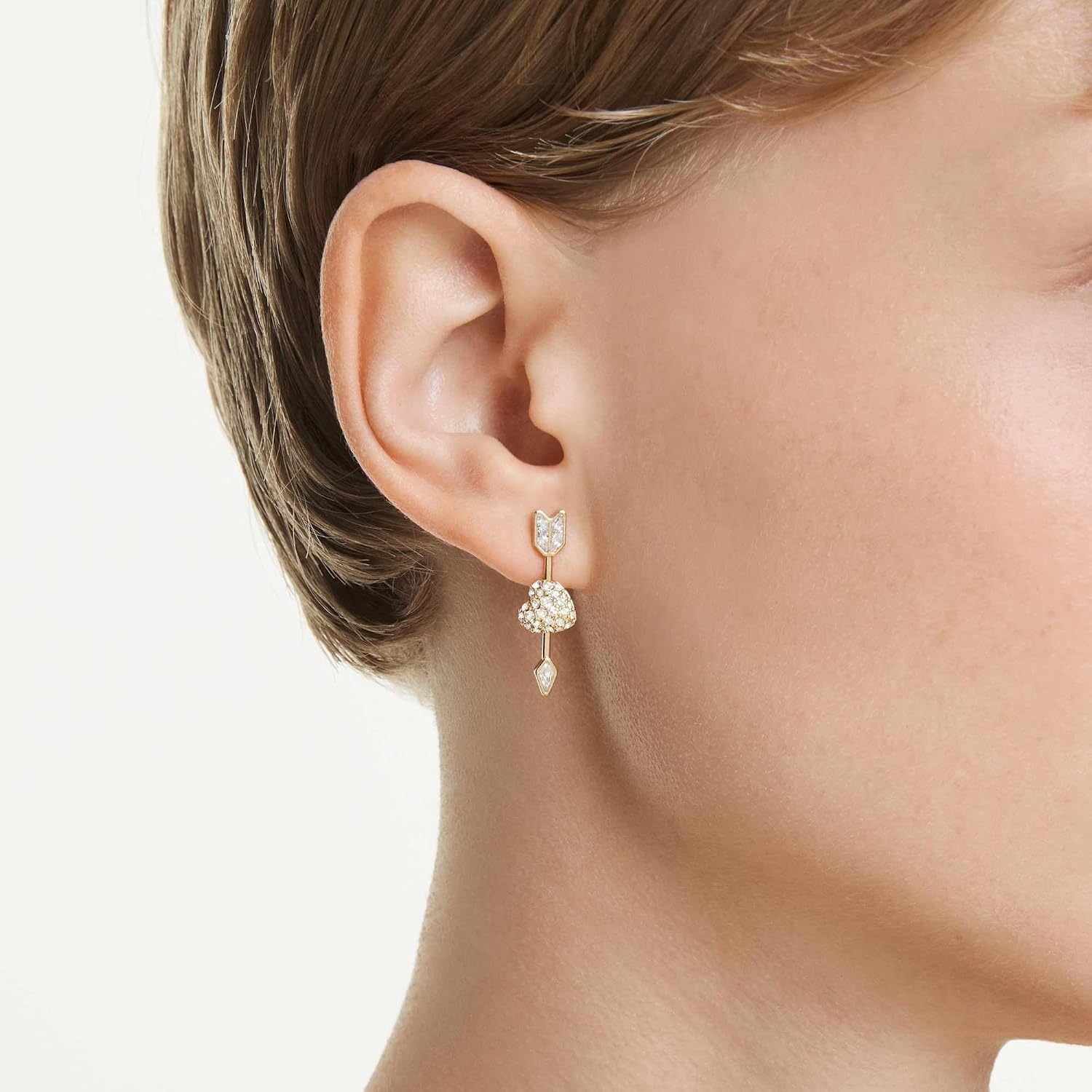 image:imageSwarovski Idyllia drop earrings Mixed cuts Heart with arrow White Goldtone plated