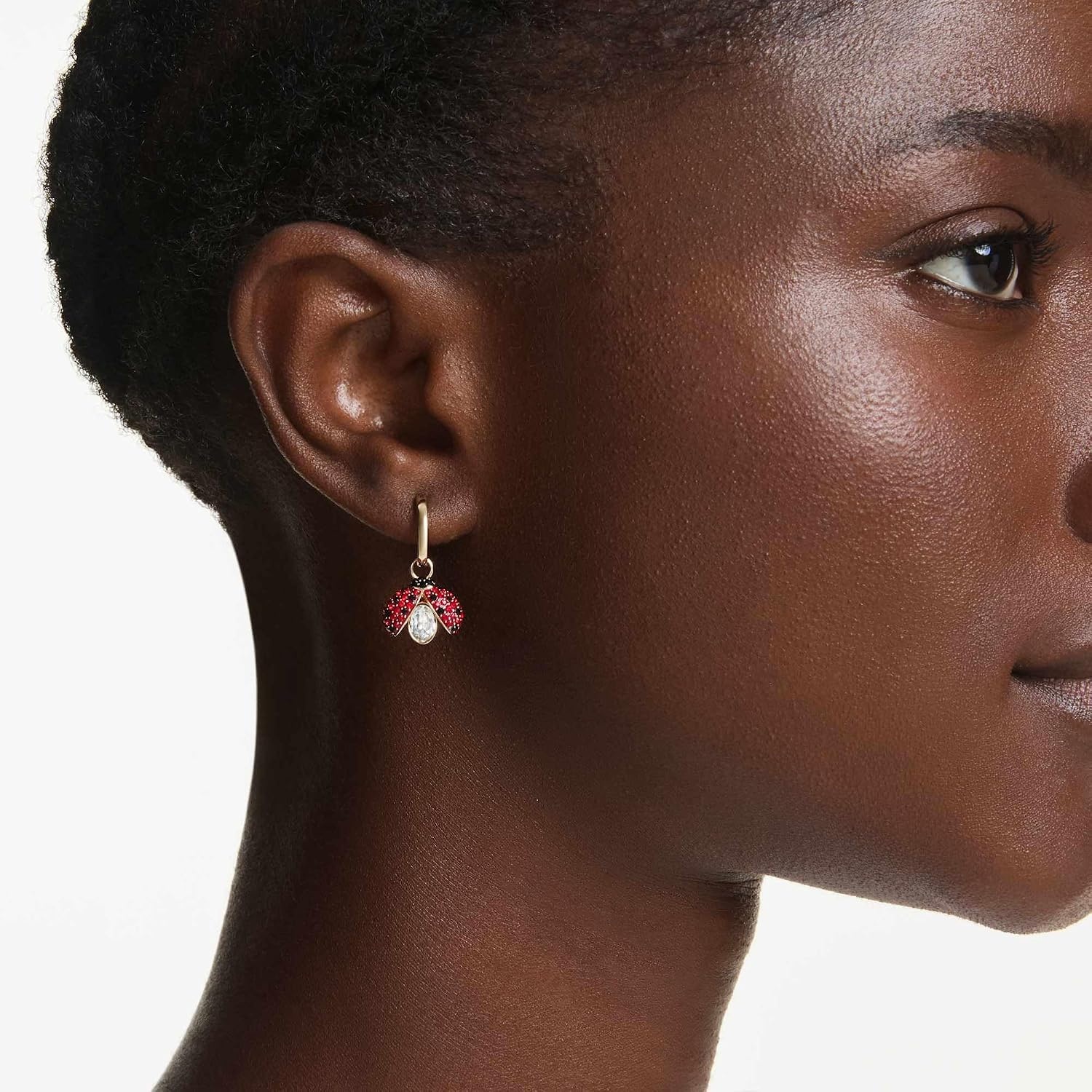 image:imageSwarovski Idyllia drop earrings Set 3 Ladybug Clover Strawberry Multicolored Goldtone plated