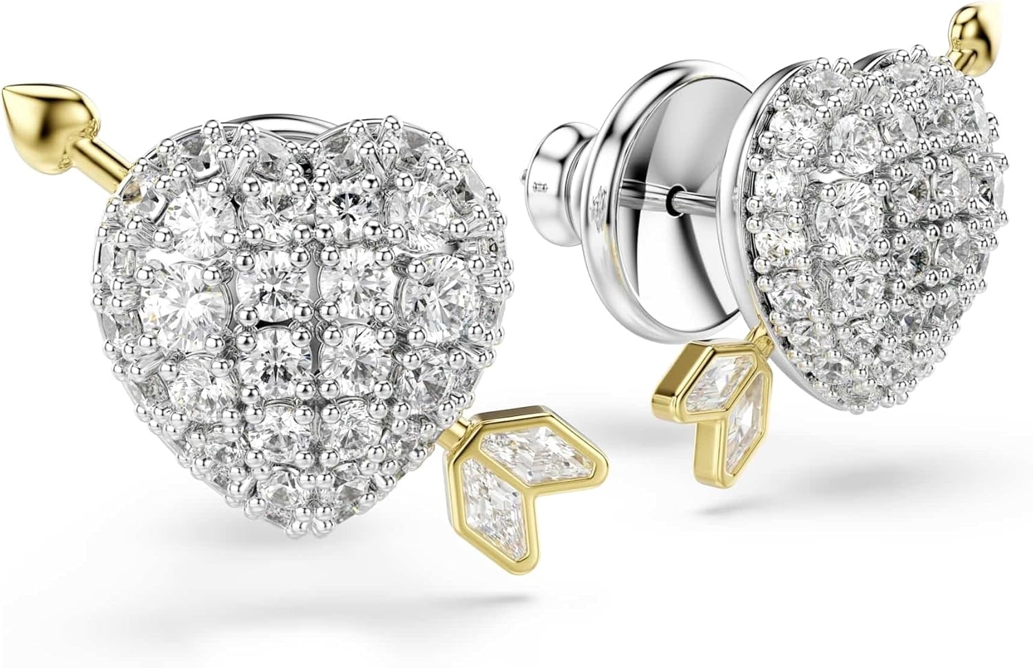 image:imageSwarovski Idyllia stud earrings Mixed cuts Heart with arrow White Mixed metal finish