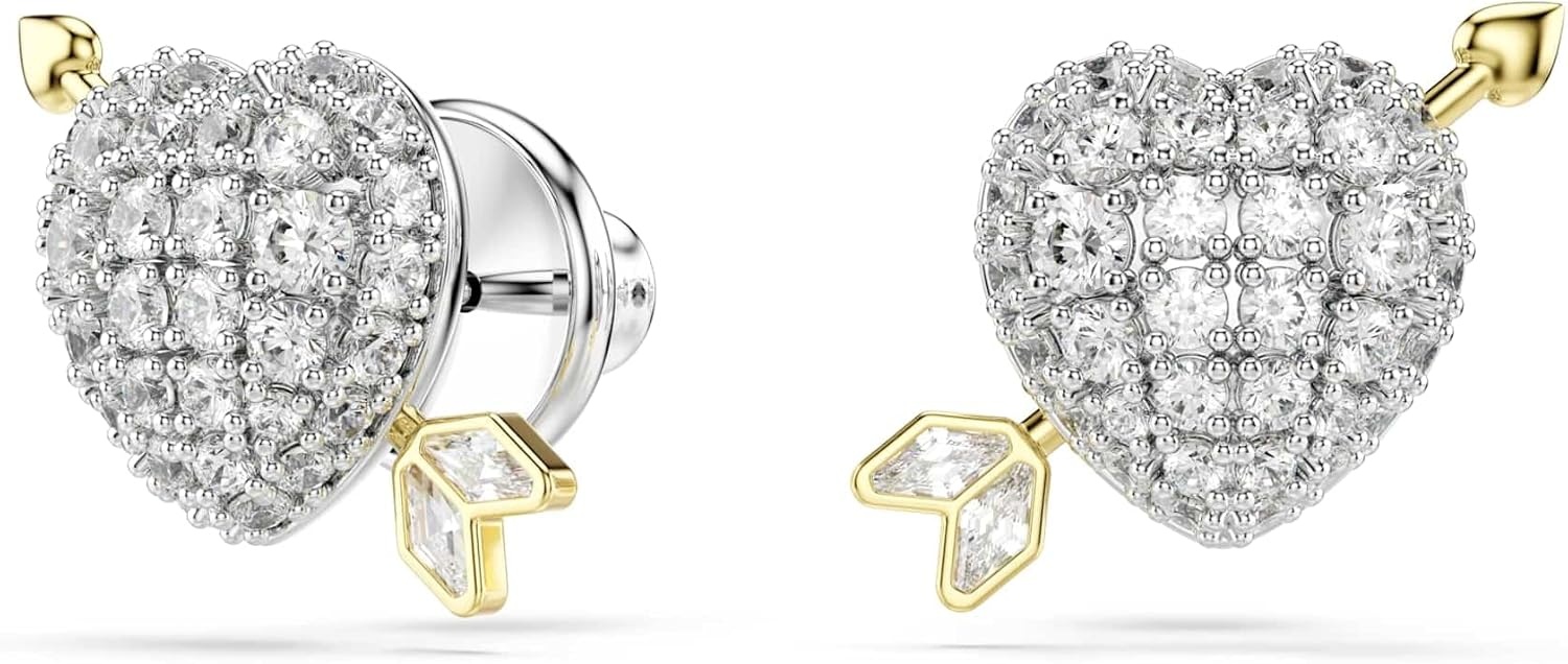 image:imageSwarovski Idyllia stud earrings Mixed cuts Heart with arrow White Mixed metal finish