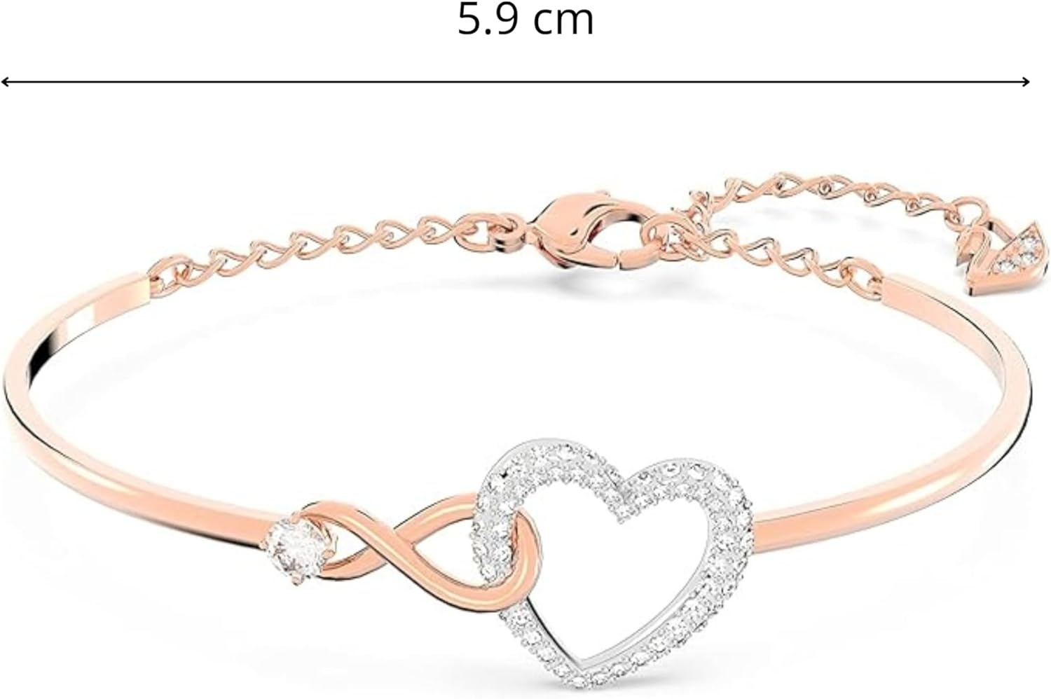 image:imageSwarovski Infinity Heart Jewelry Collection Necklaces and Bracelets Rose Gold amp Rhodium Tone Finish Clear CrystalsBangle Bracelet