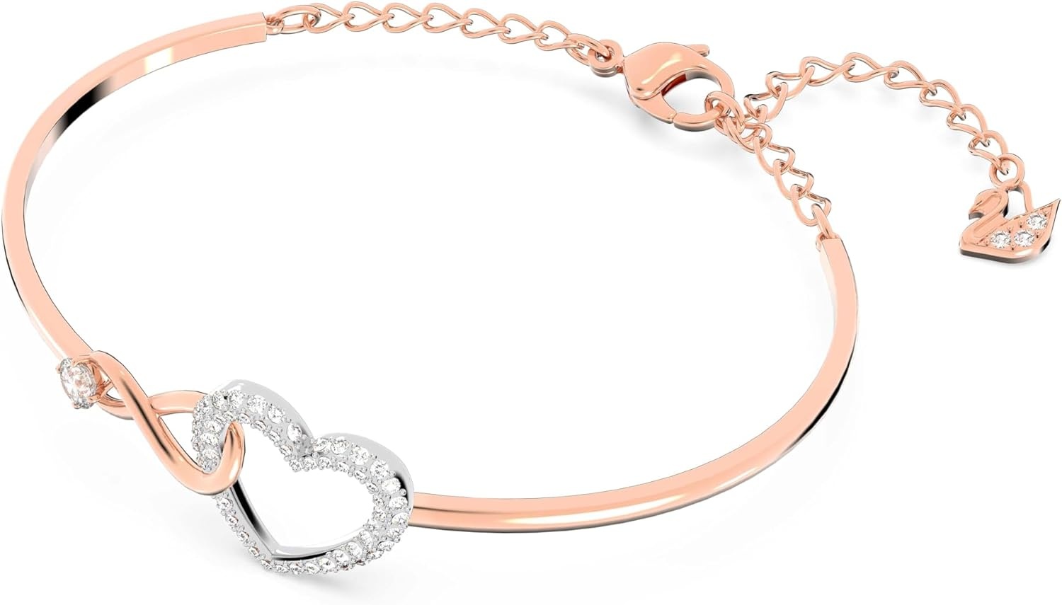 image:imageSwarovski Infinity Heart Jewelry Collection Necklaces and Bracelets Rose Gold amp Rhodium Tone Finish Clear CrystalsBangle Bracelet