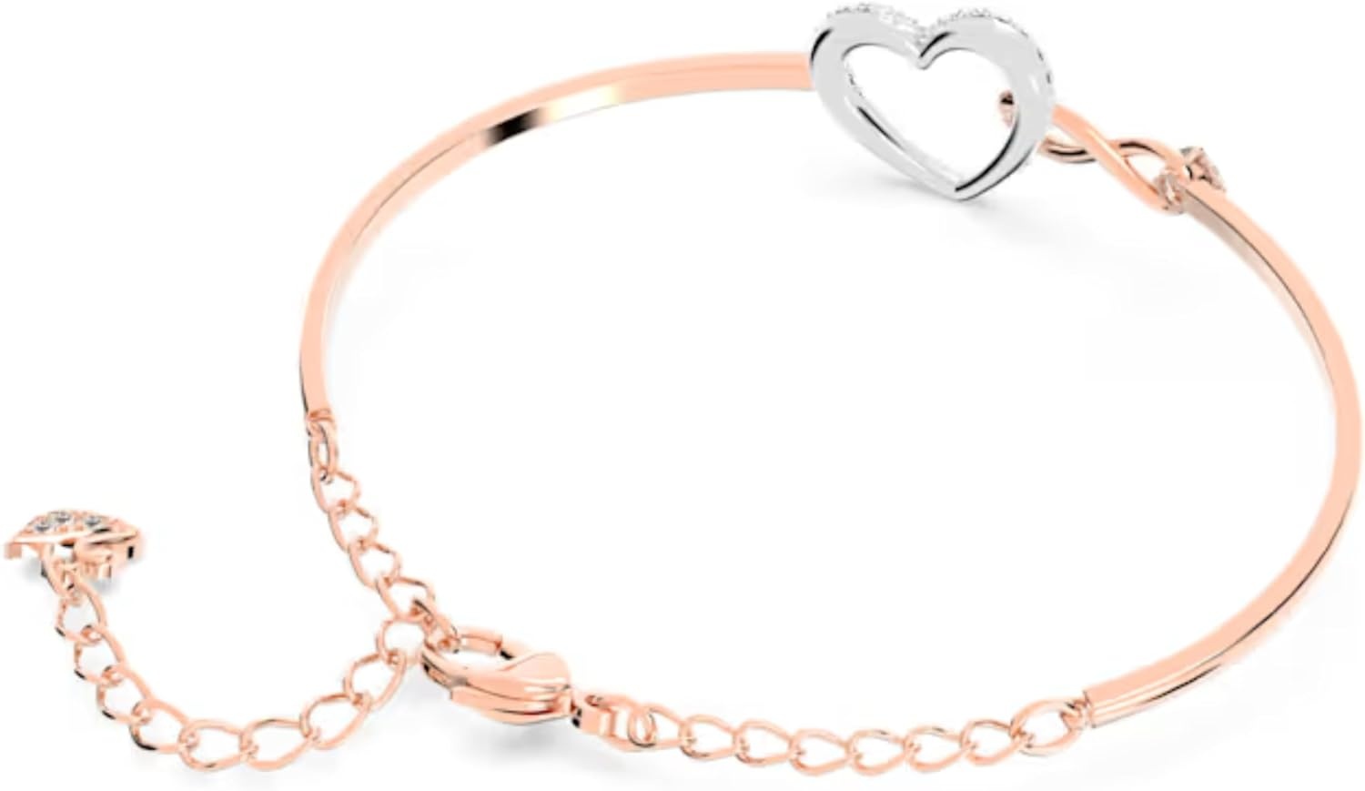 image:imageSwarovski Infinity Heart Jewelry Collection Necklaces and Bracelets Rose Gold amp Rhodium Tone Finish Clear CrystalsBangle Bracelet