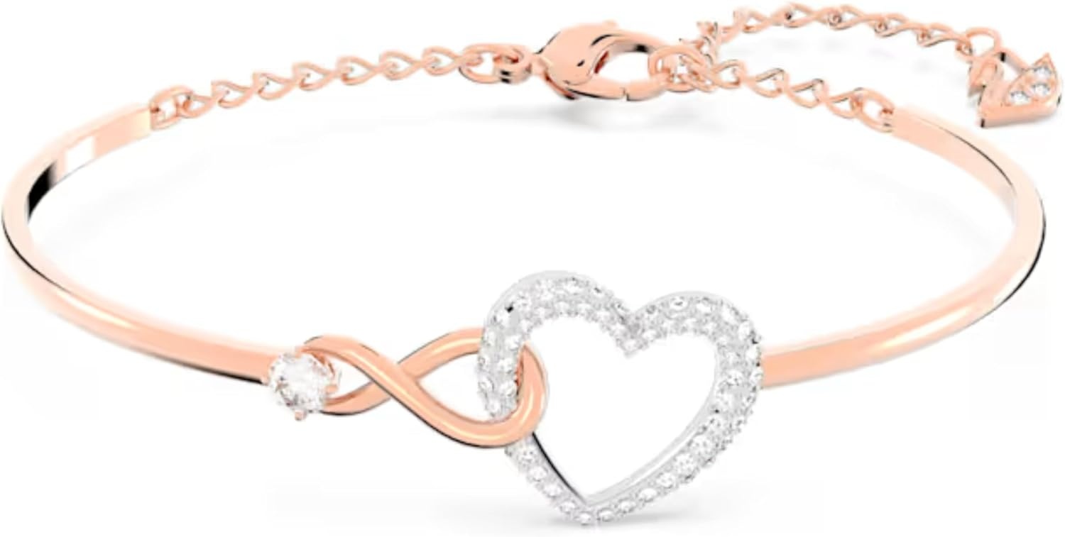 image:imageSwarovski Infinity Heart Jewelry Collection Necklaces and Bracelets Rose Gold amp Rhodium Tone Finish Clear CrystalsBangle Bracelet