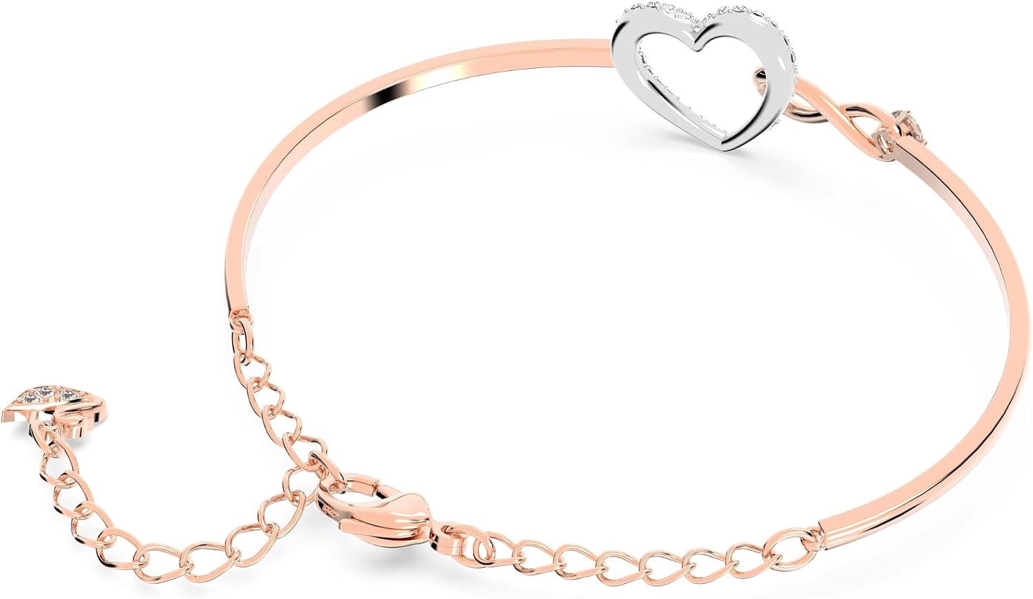 image:imageSwarovski Infinity Heart Jewelry Collection Necklaces and Bracelets Rose Gold amp Rhodium Tone Finish Clear CrystalsBangle Bracelet