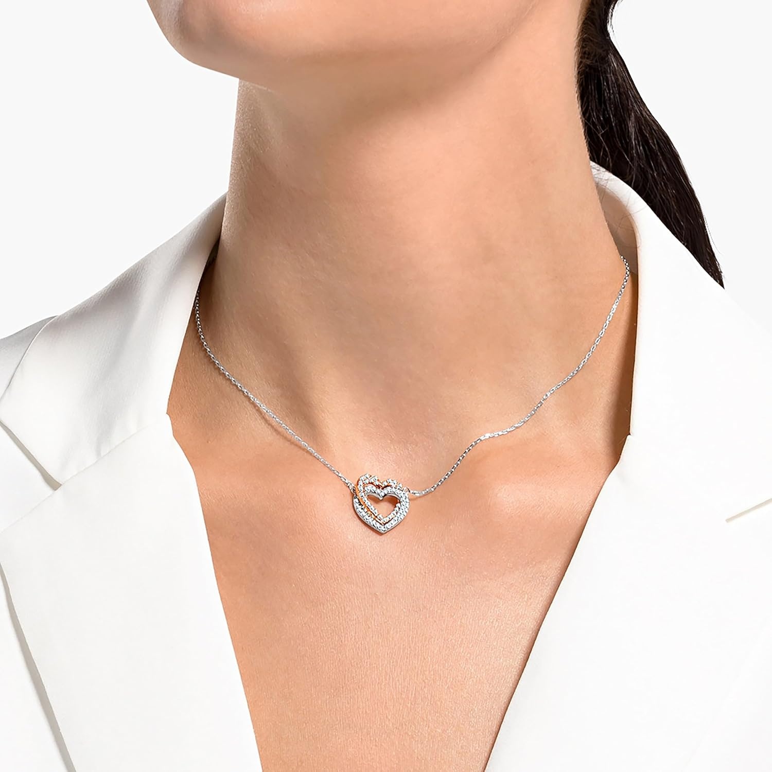 image:imageSwarovski Infinity Heart Jewelry Collection Necklaces and Bracelets Rose Gold amp Rhodium Tone Finish Clear CrystalsNecklace