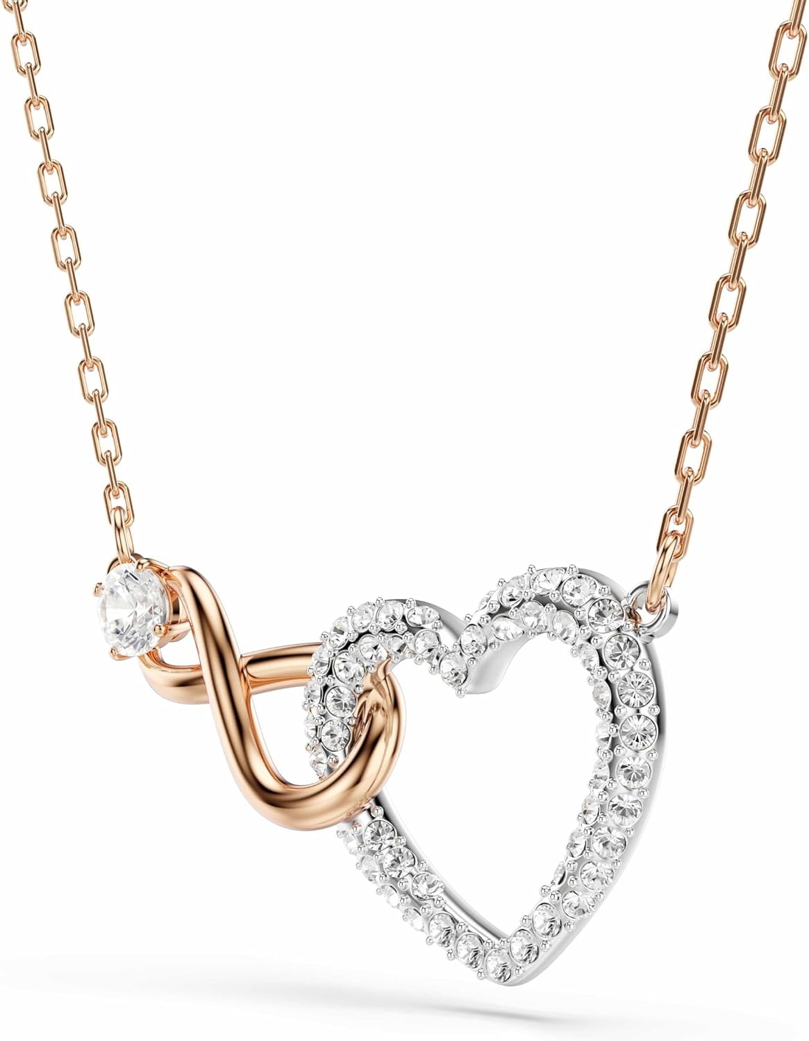 image:imageSwarovski Infinity Heart Jewelry Collection Necklaces and Bracelets Rose Gold amp Rhodium Tone Finish Clear CrystalsPendant Necklace