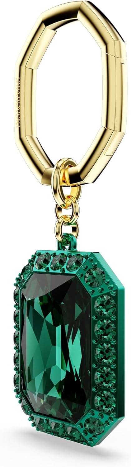 image:imageSwarovski Key Ring Octagon Cut Green Mixed Metal Finish Size 3 14 X 1 18 Inch
