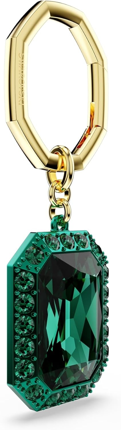 image:imageSwarovski Key Ring Octagon Cut Green Mixed Metal Finish Size 3 14 X 1 18 Inch