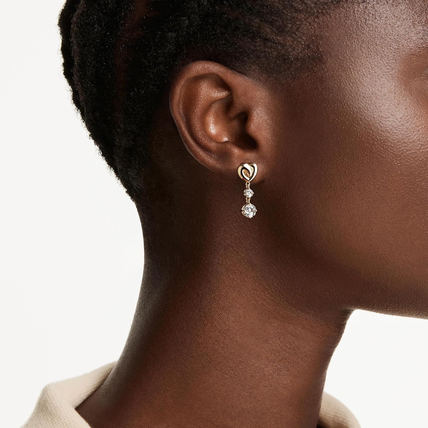 image:imageSwarovski Lifelong drop earrings Round cut Heart White Goldtone plated