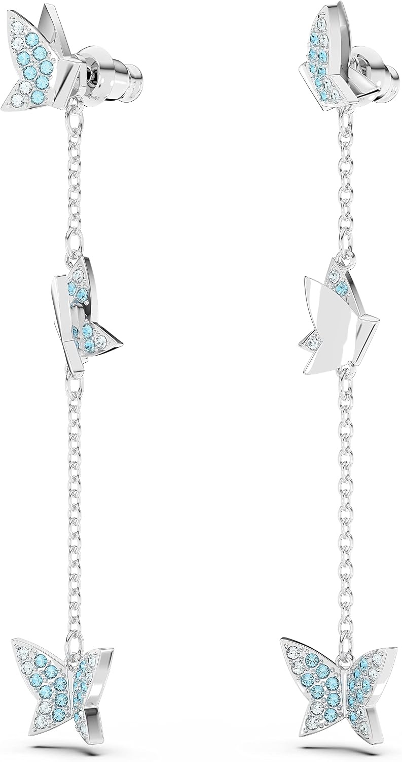 image:imageSwarovski Lilia Butterfly Necklace Earrings and Bracelet Crystal Jewelry Collection Blue Crystals in a Rhodium Tone Finished SettingDrop Earrings