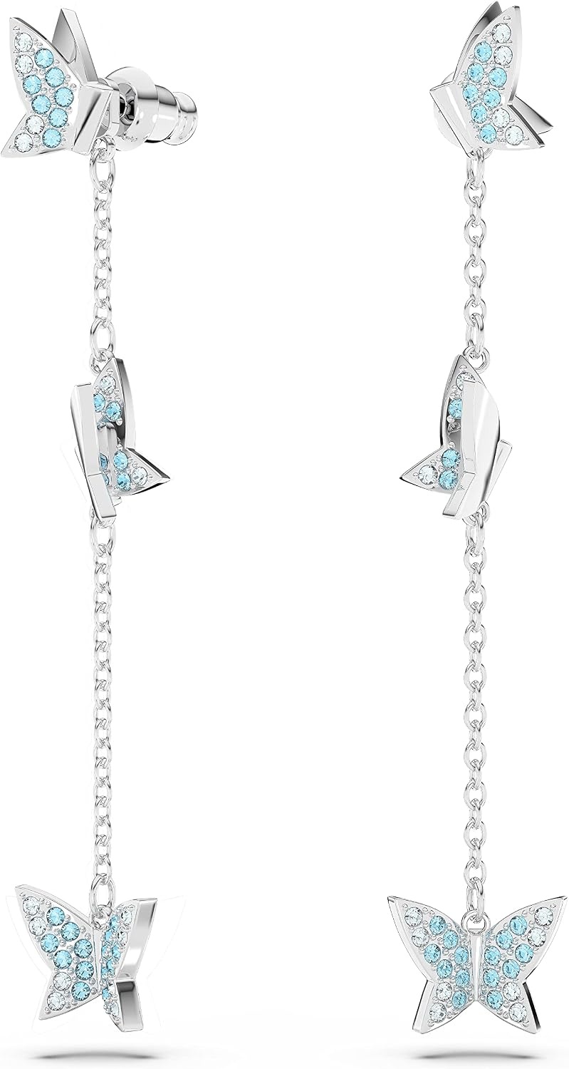 image:imageSwarovski Lilia Butterfly Necklace Earrings and Bracelet Crystal Jewelry Collection Blue Crystals in a Rhodium Tone Finished SettingDrop Earrings